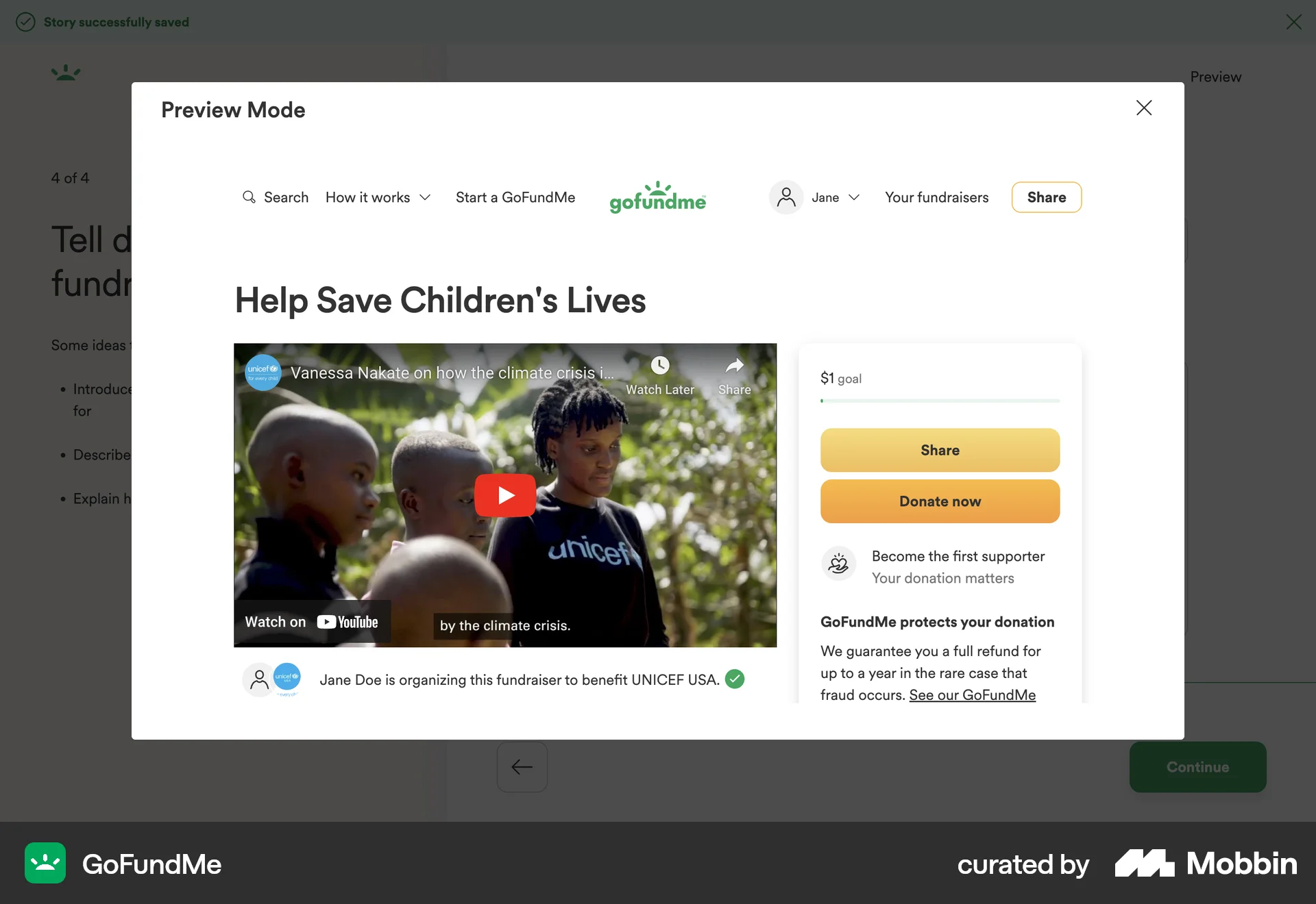 GoFundMe Web Other Content screen