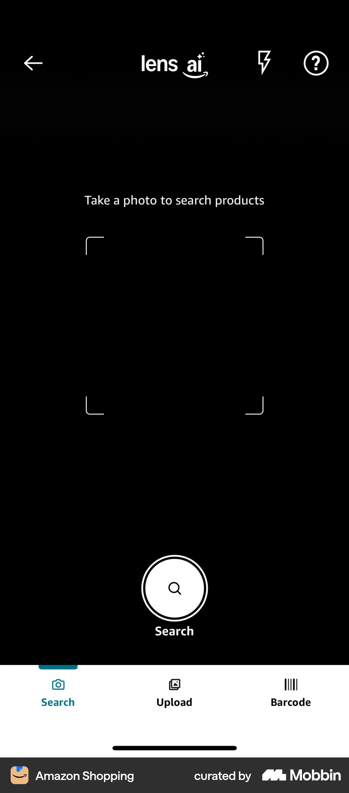Amazon Shopping iOS Camera & Scanner screen