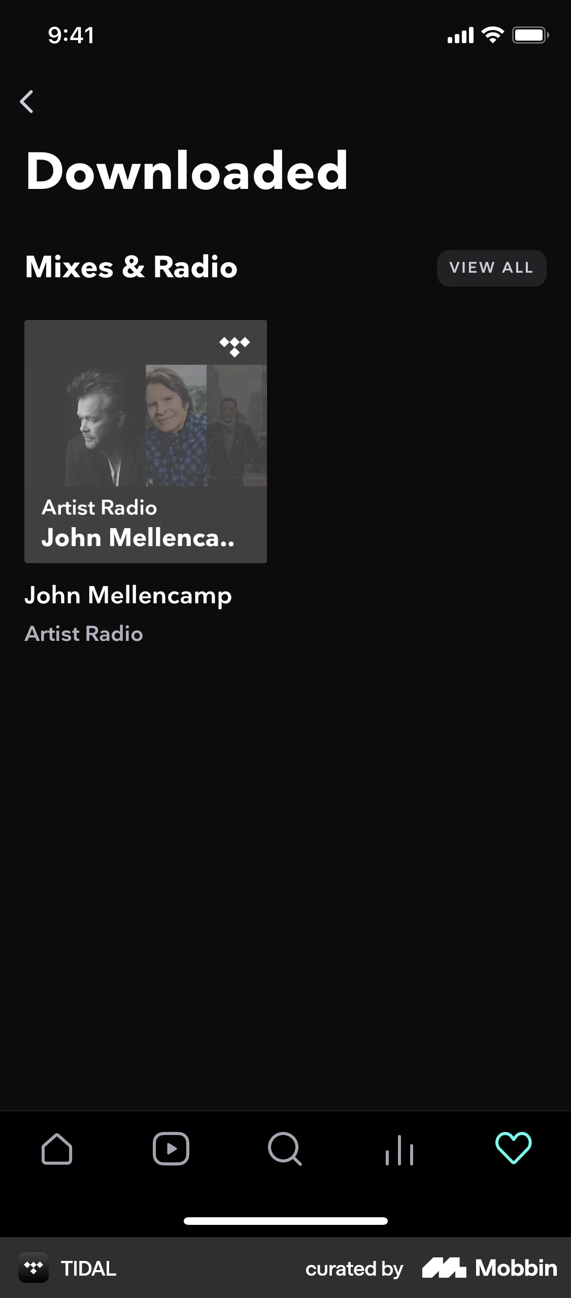 TIDAL iOS Downloads & Available Offline screen
