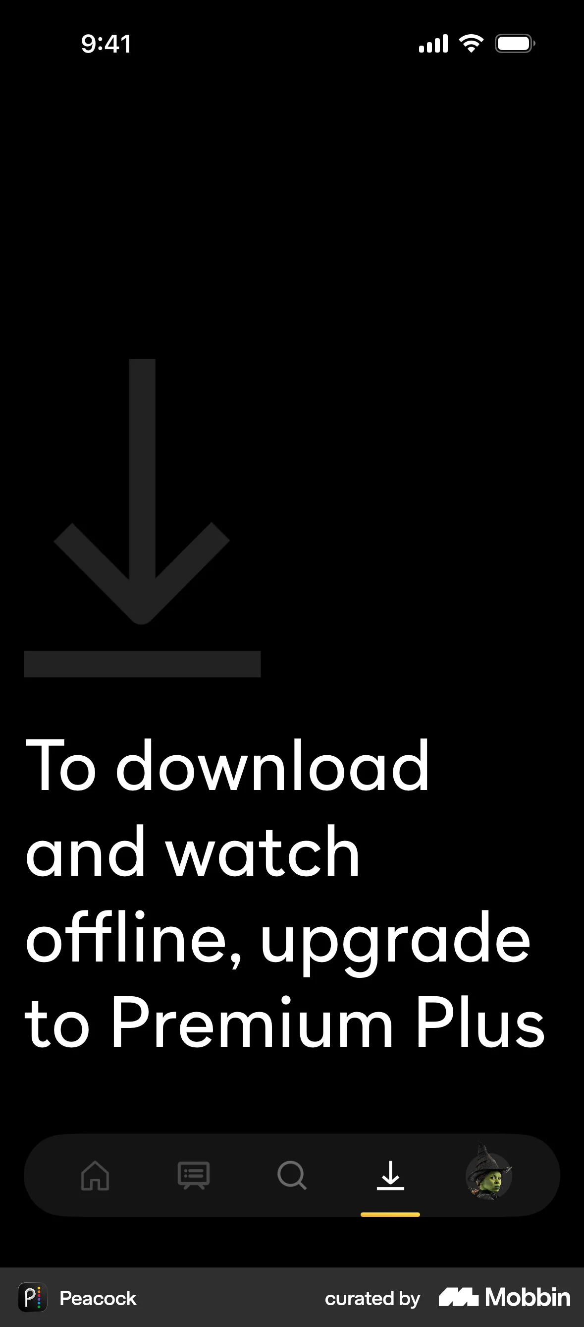 Peacock iOS Empty State screen