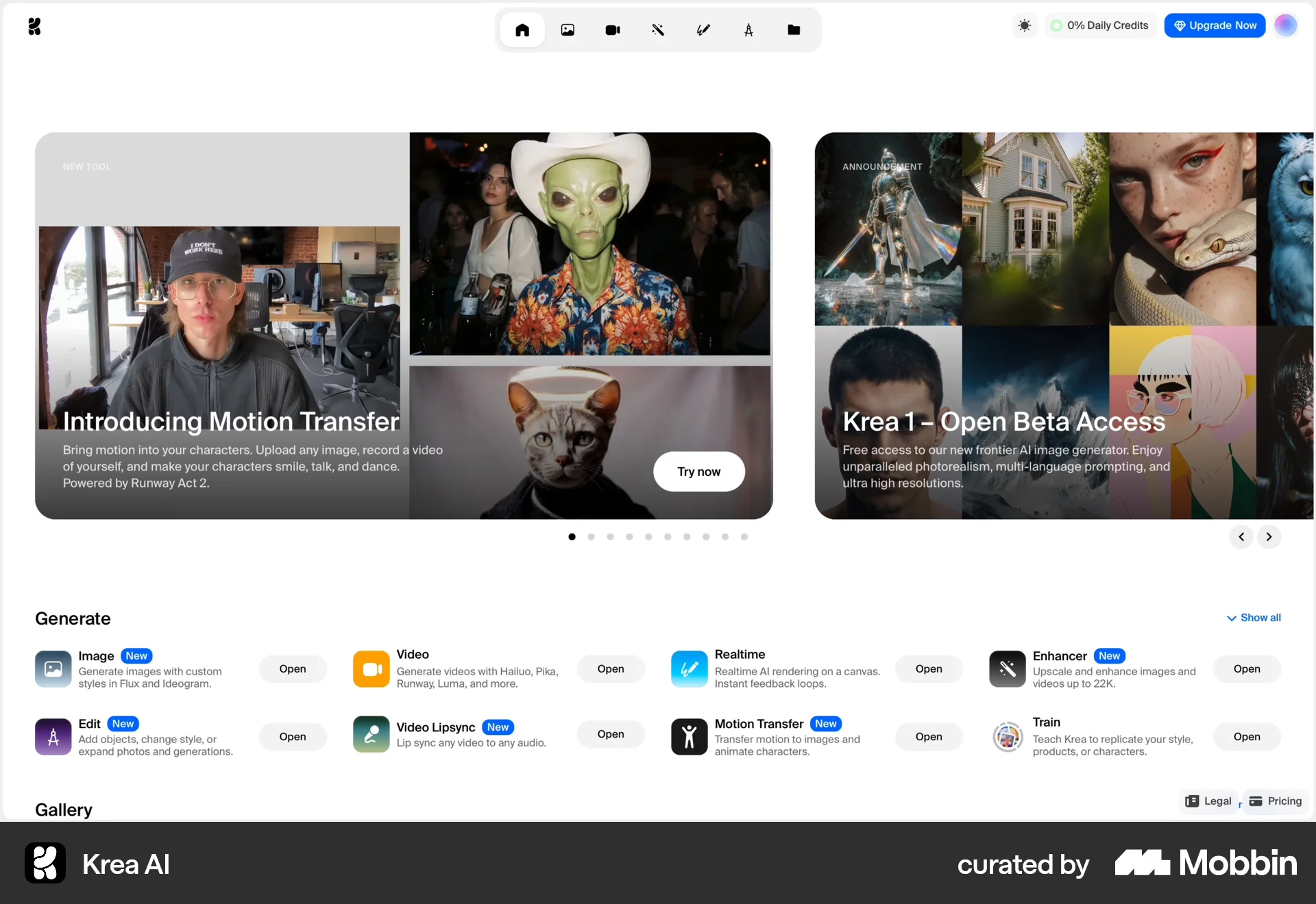 Krea AI Web Photo & Video App screen