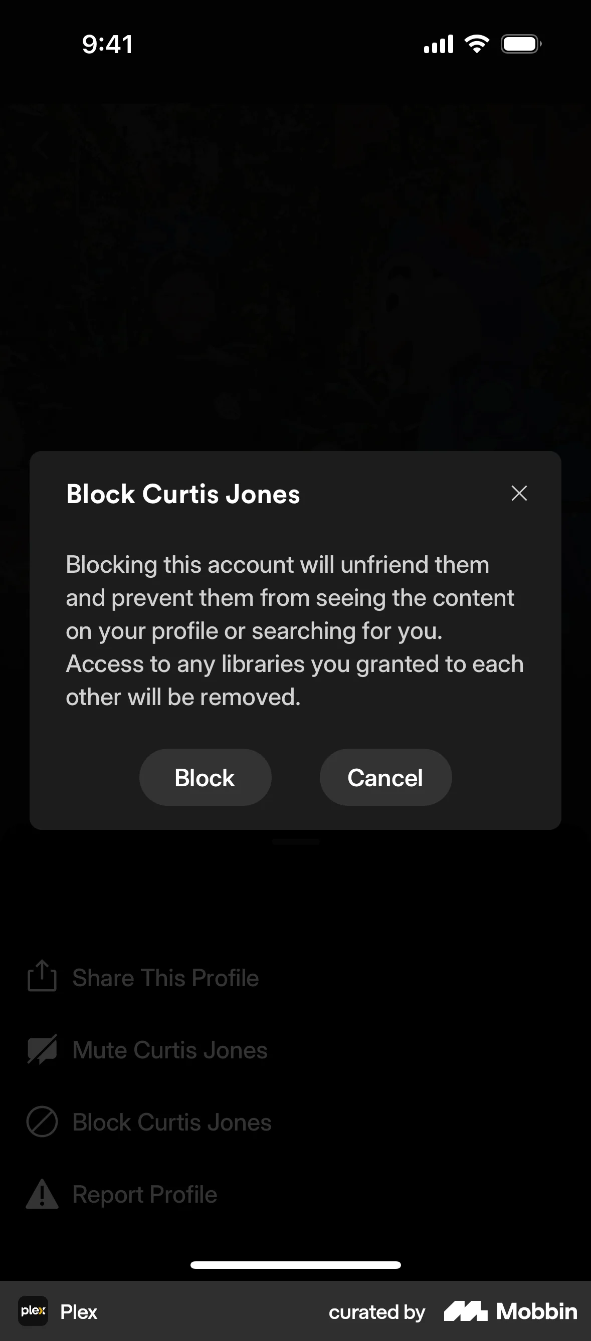 Plex iOS Ban & Block screen