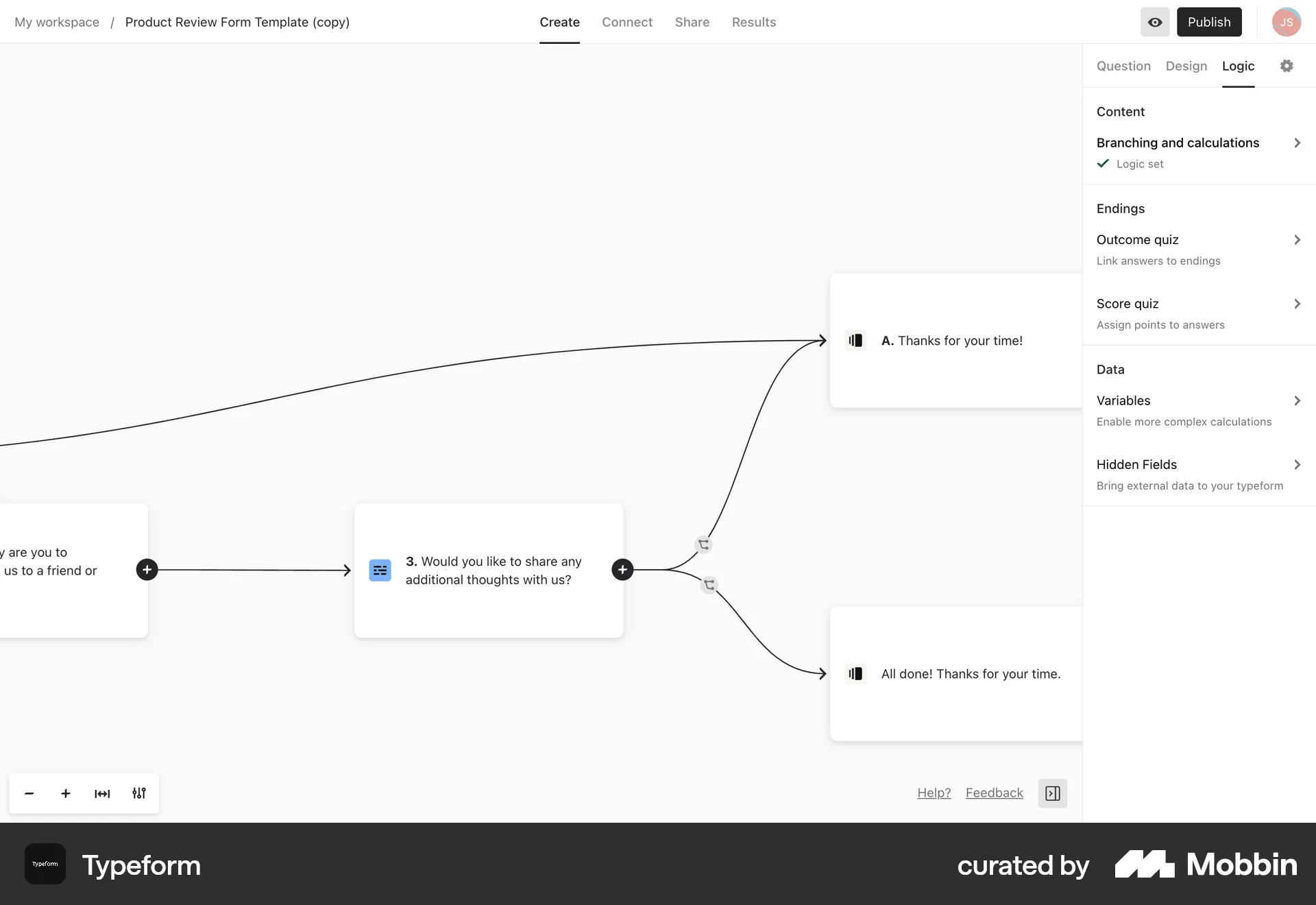 Typeform Web Canvas screen