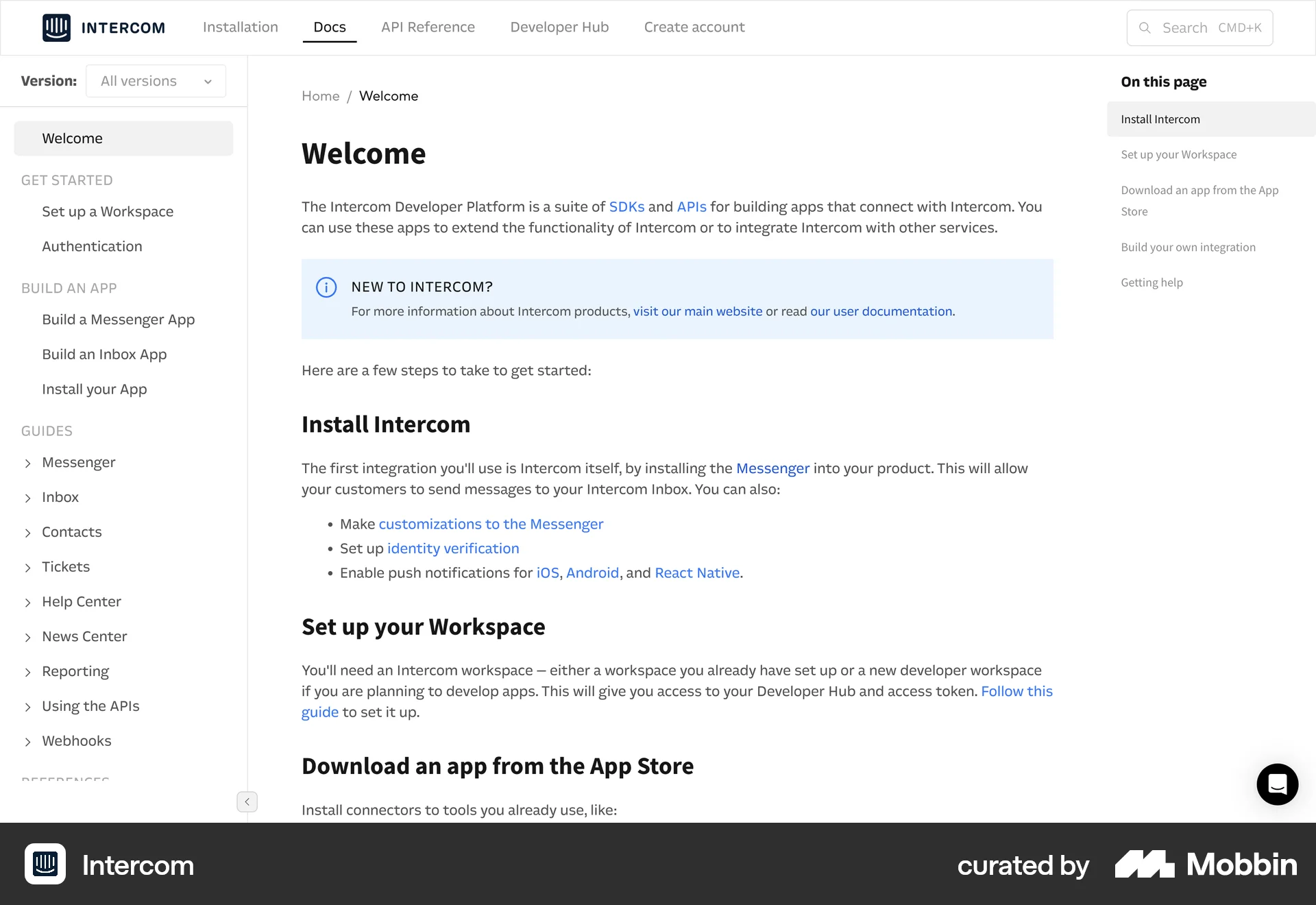 Intercom Web screen containing Breadcrumbs UI element