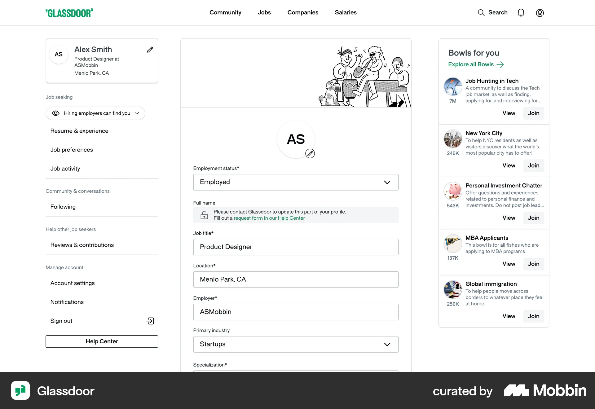 Glassdoor Web screen containing File Upload UI element