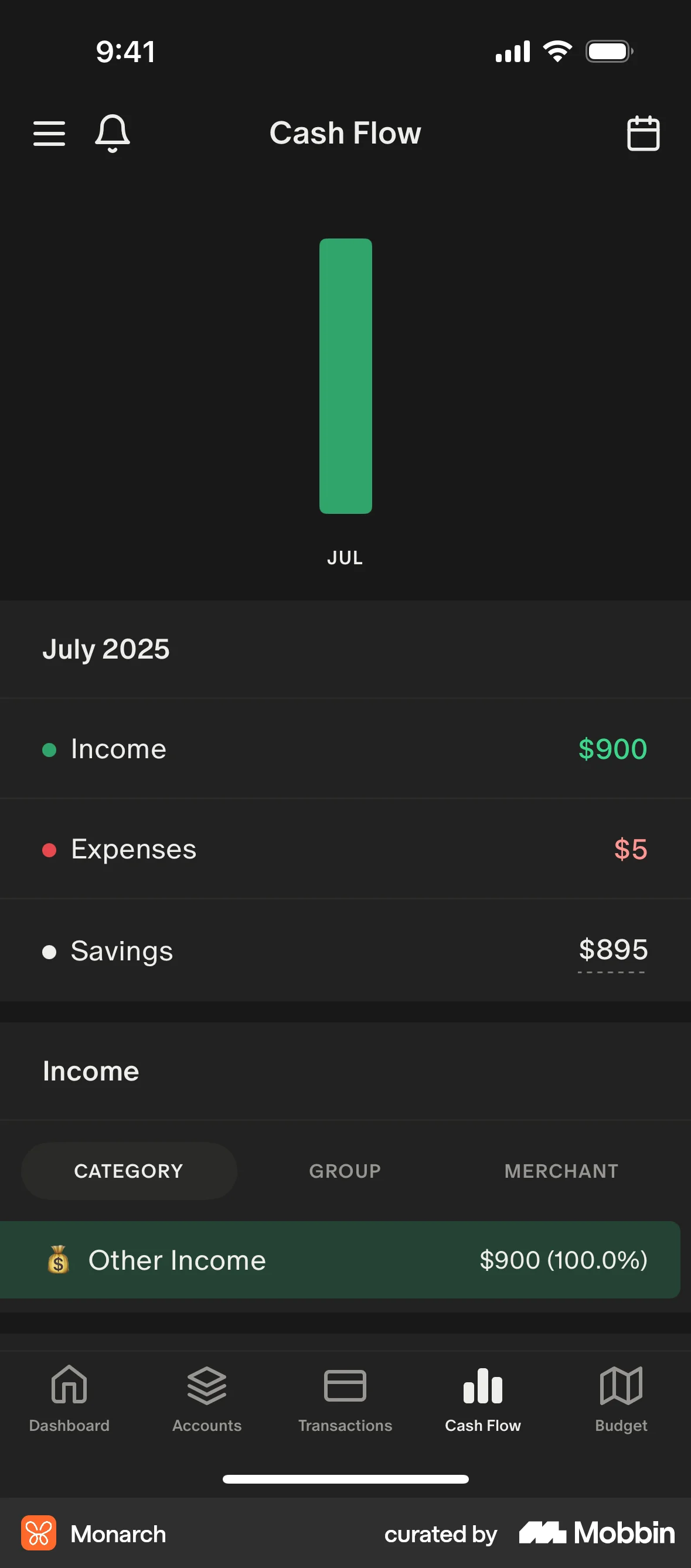Monarch iOS Dark Mode screen