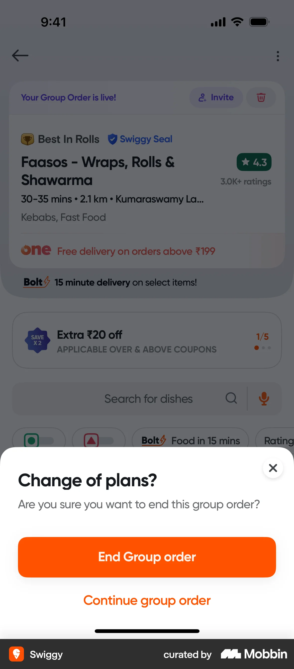 Swiggy iOS Confirmation screen