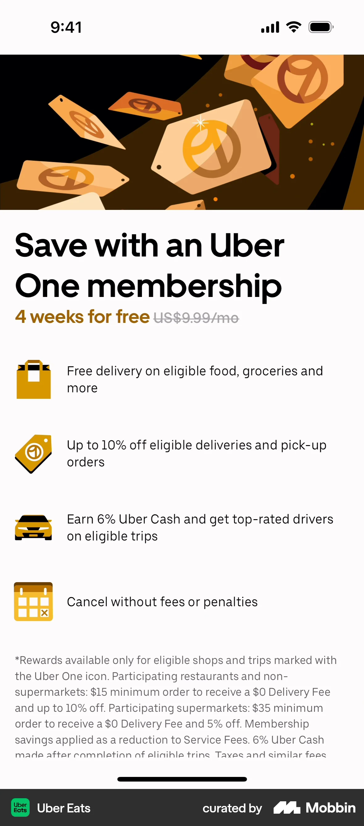 Uber Eats iOS Subscription & Paywall screen