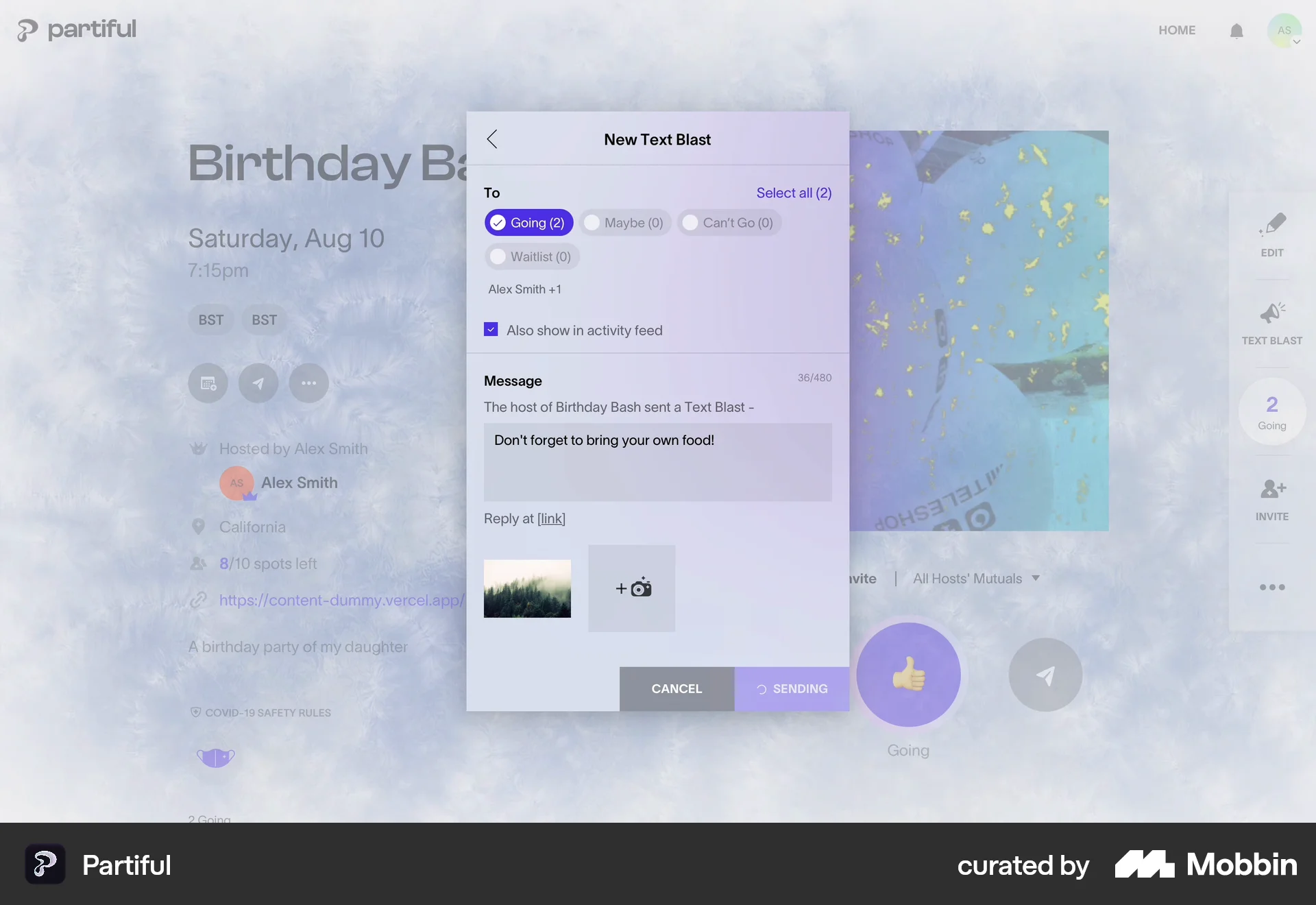 Partiful Web Lifestyle App screen
