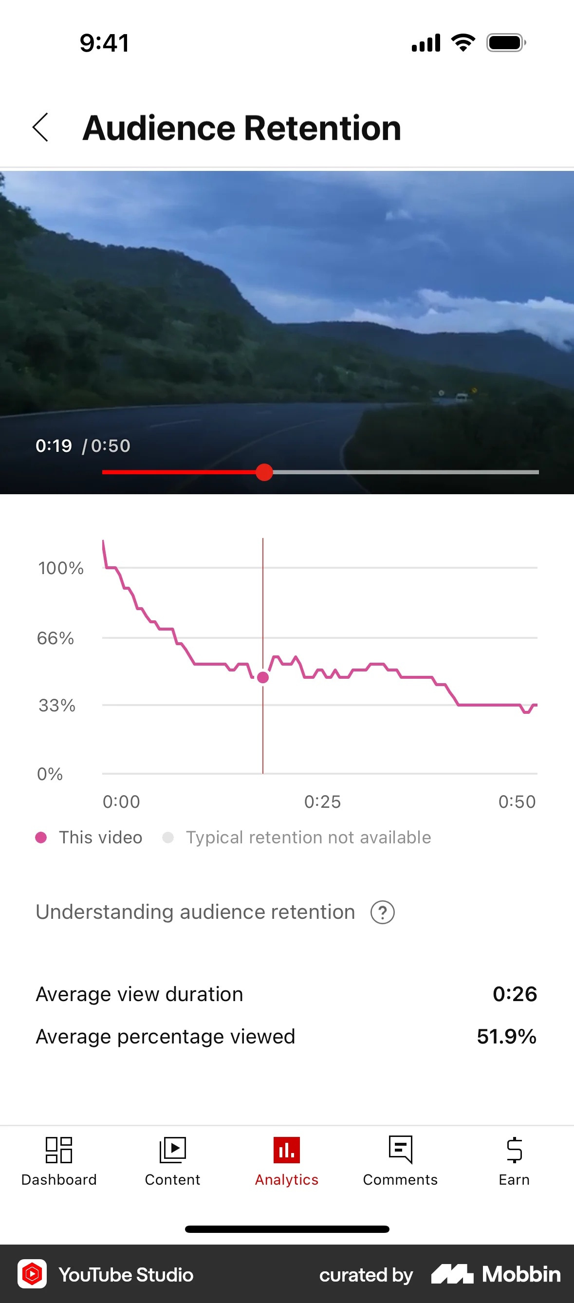 YouTube Studio iOS Video Player screen
