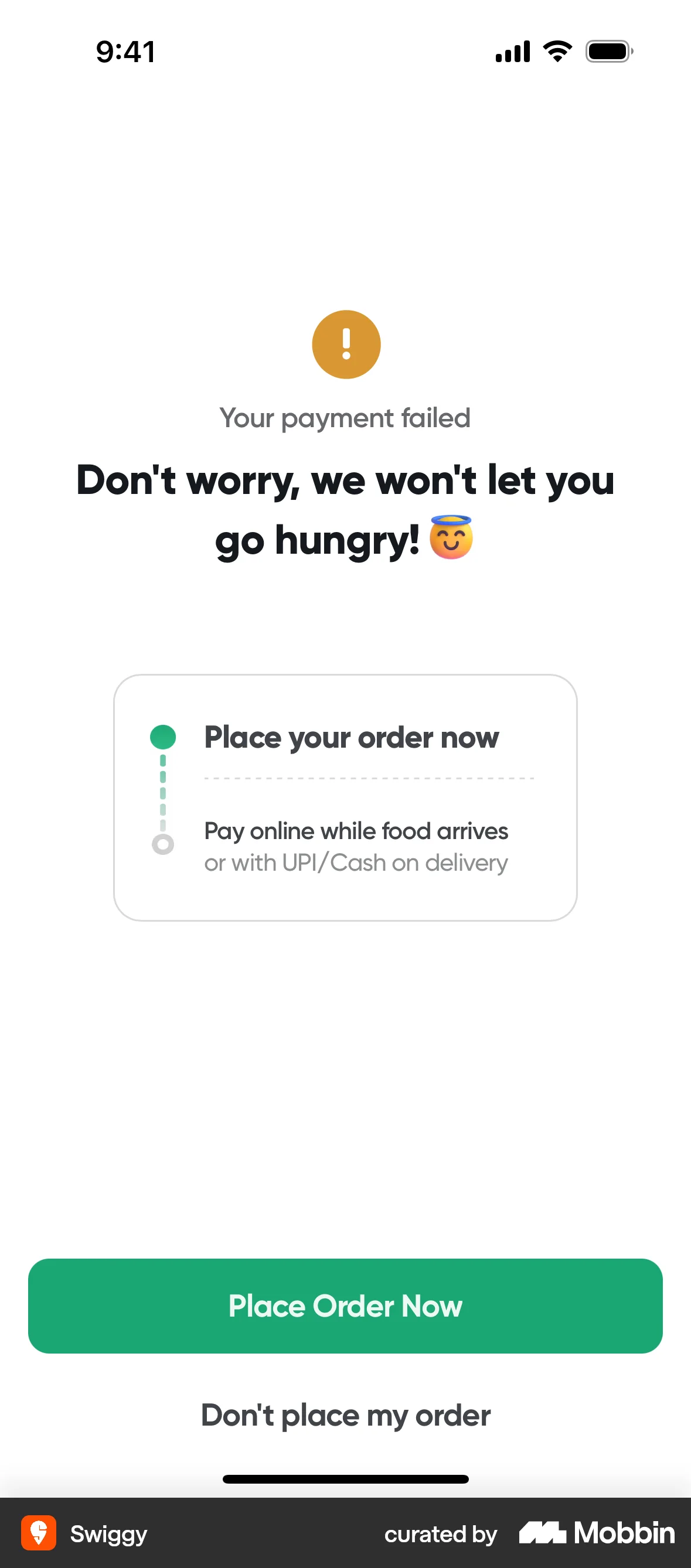 Swiggy iOS Error screen