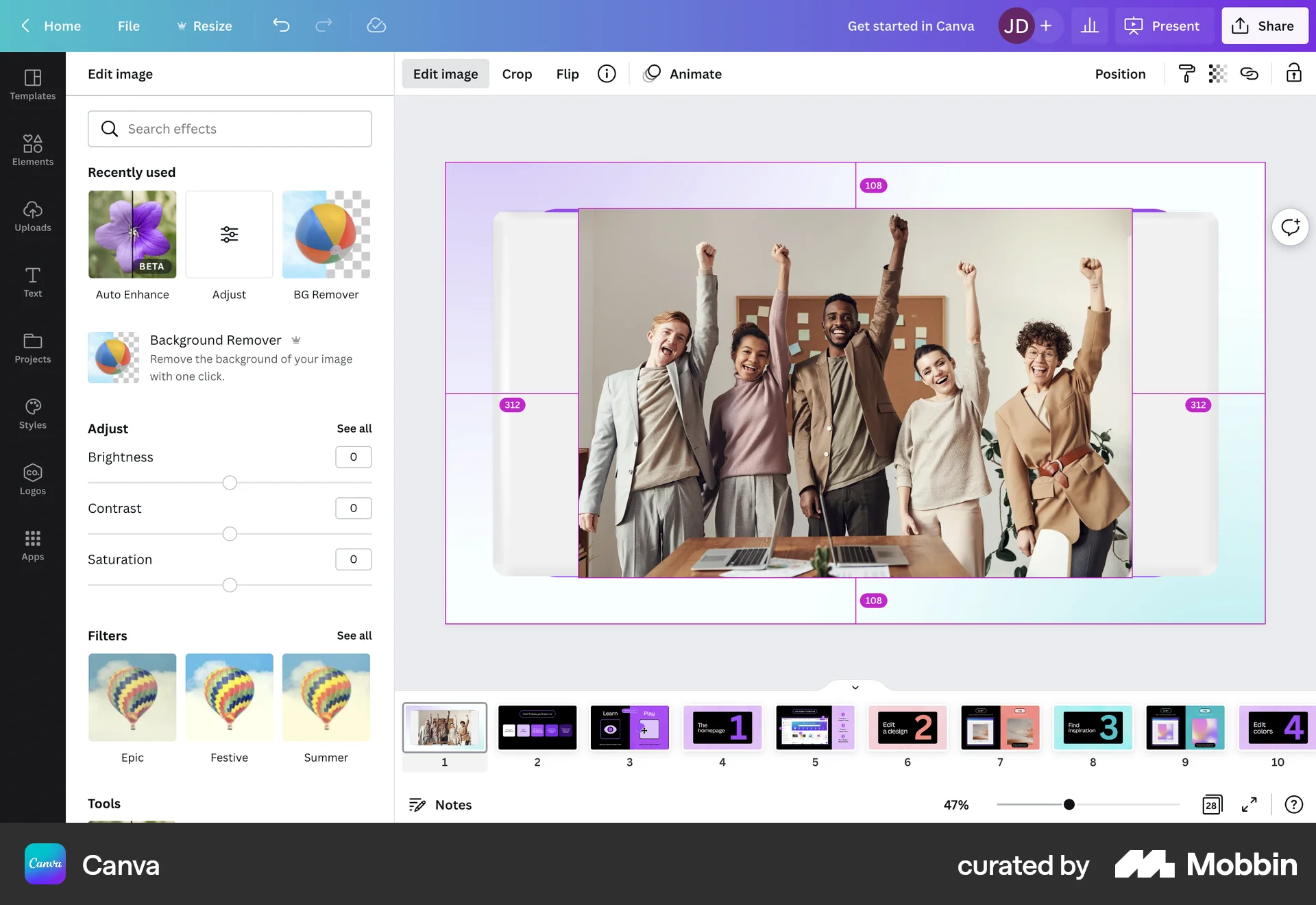 Canva Web Media Editor screen