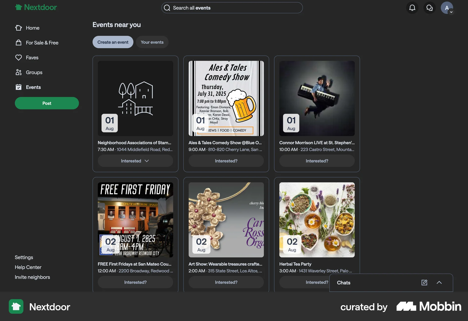 Nextdoor Web Dark Mode screen