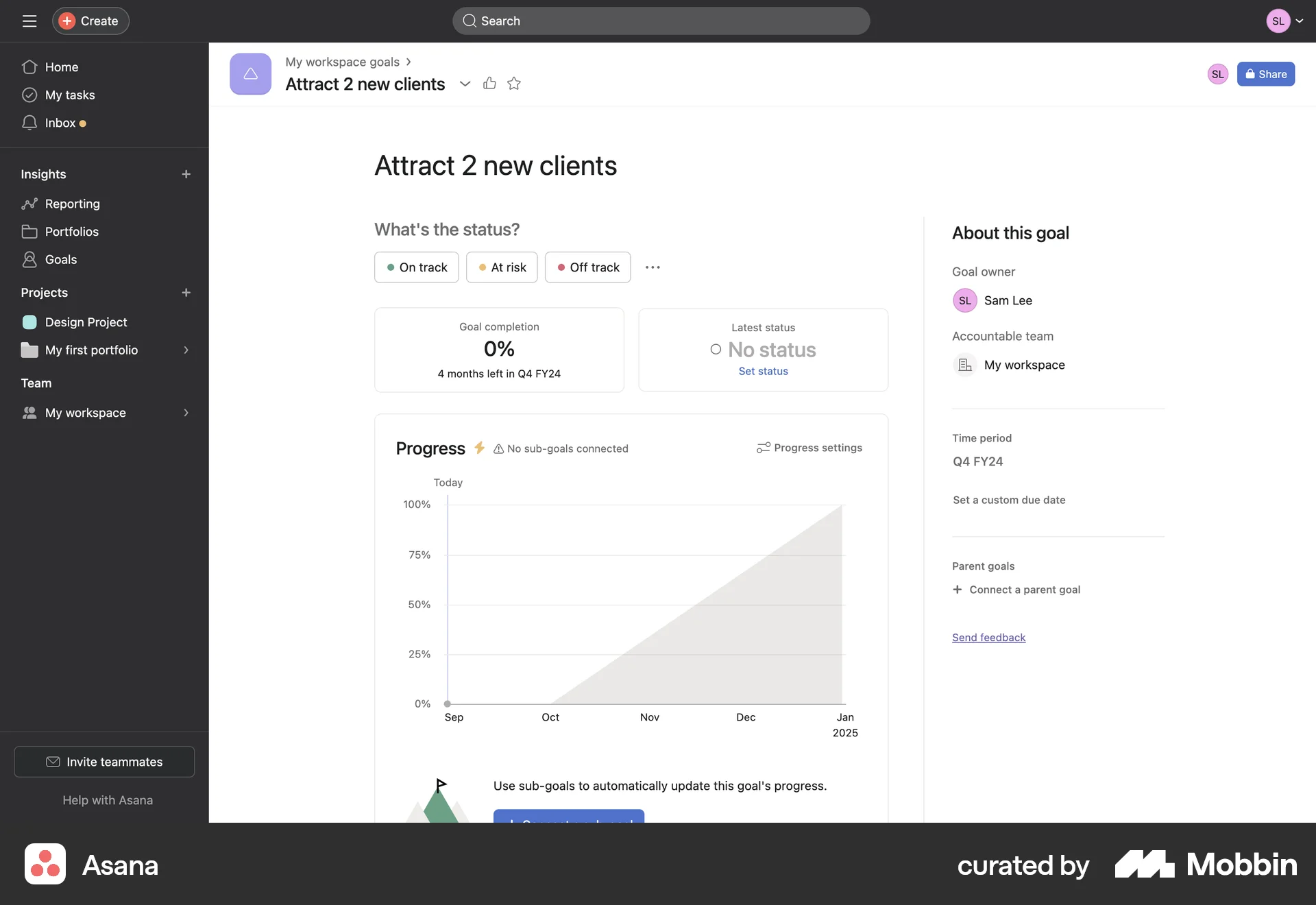 Asana Web Goal & Task screen