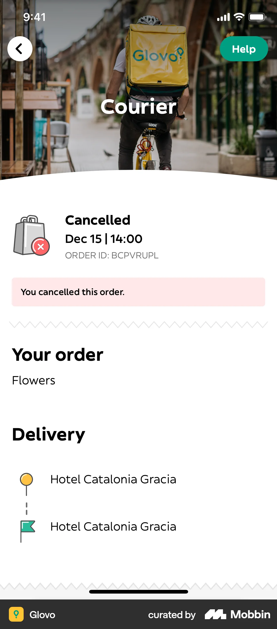 Glovo iOS Order Detail screen