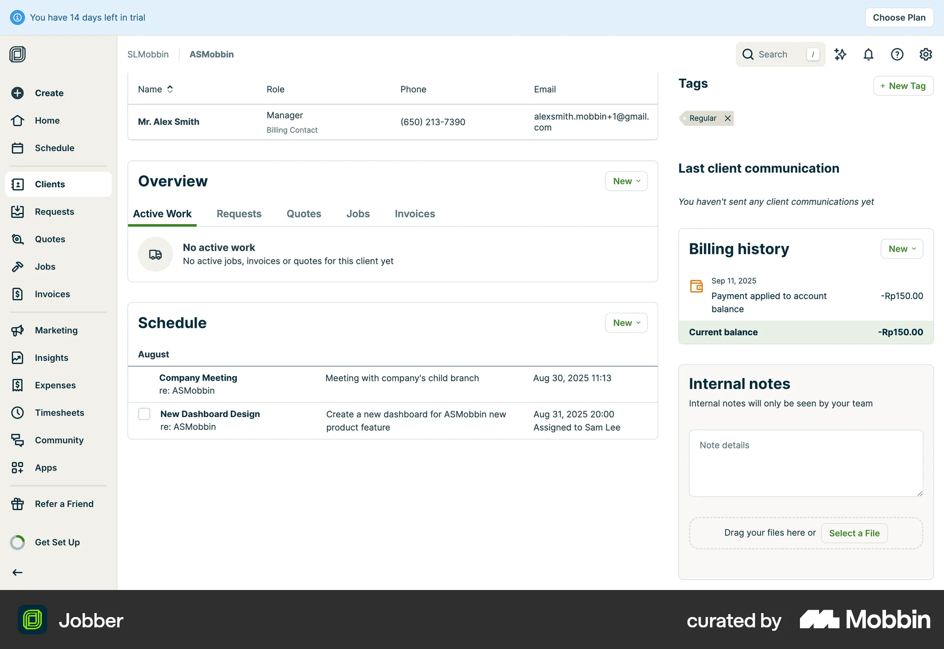 Jobber Creating a payment collection screen