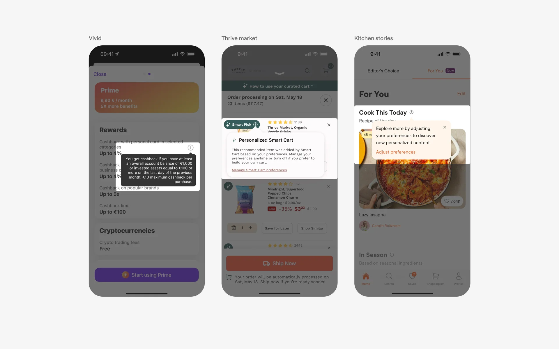 Examples of tooltips