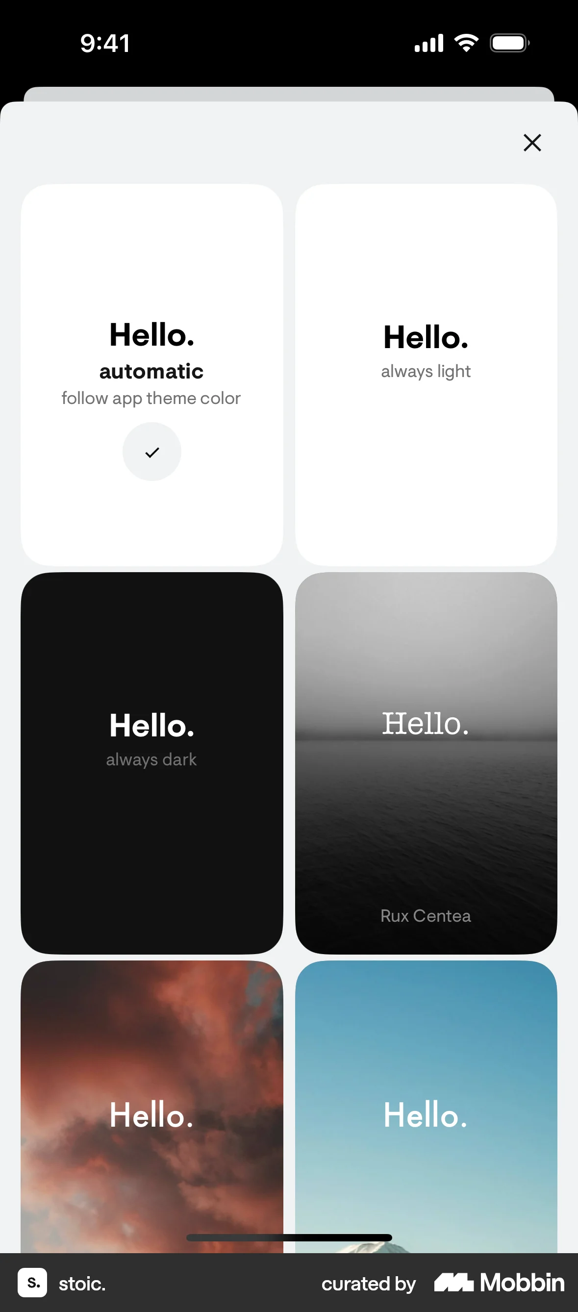 stoic. iOS screen containing Tile UI element