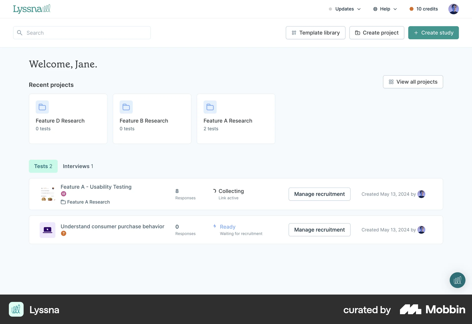 Lyssna Web Home screen
