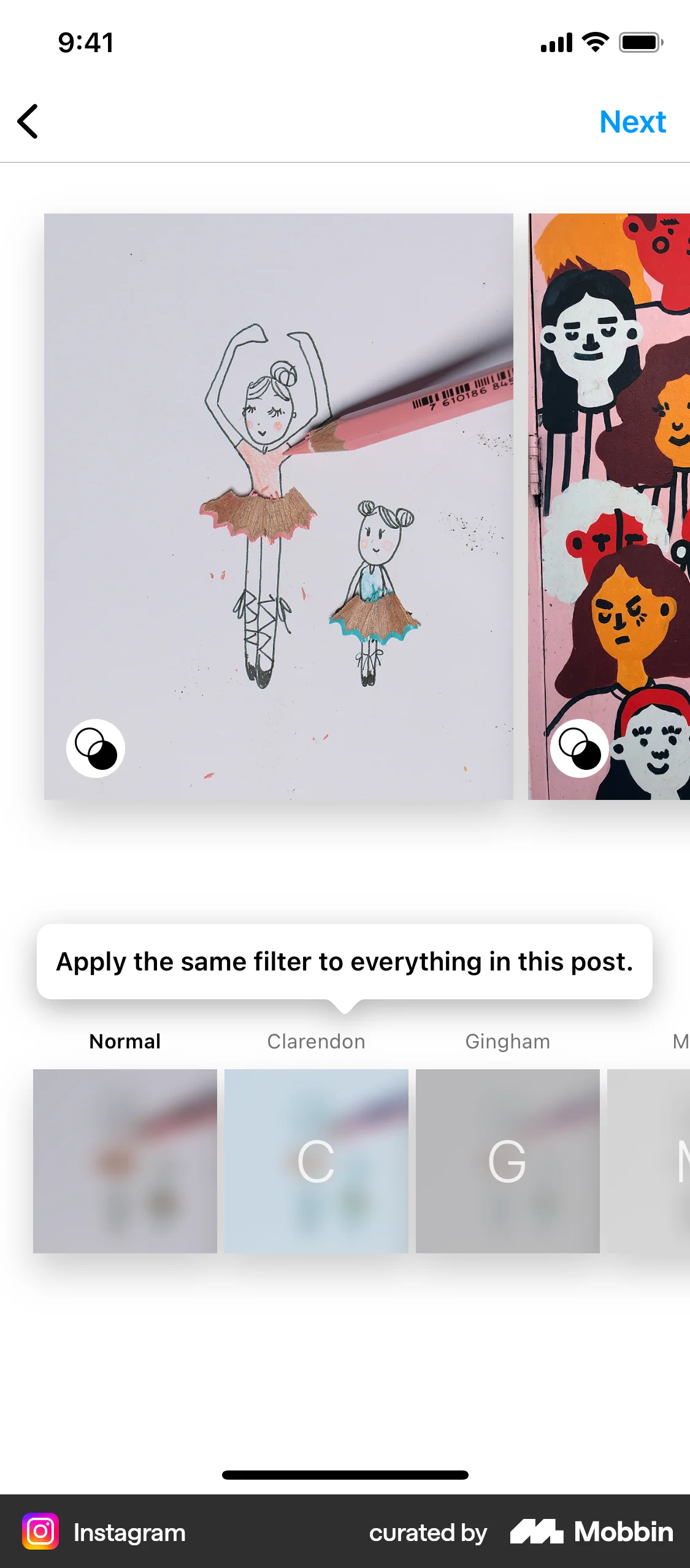 Instagram iOS Filters & Stickers screen