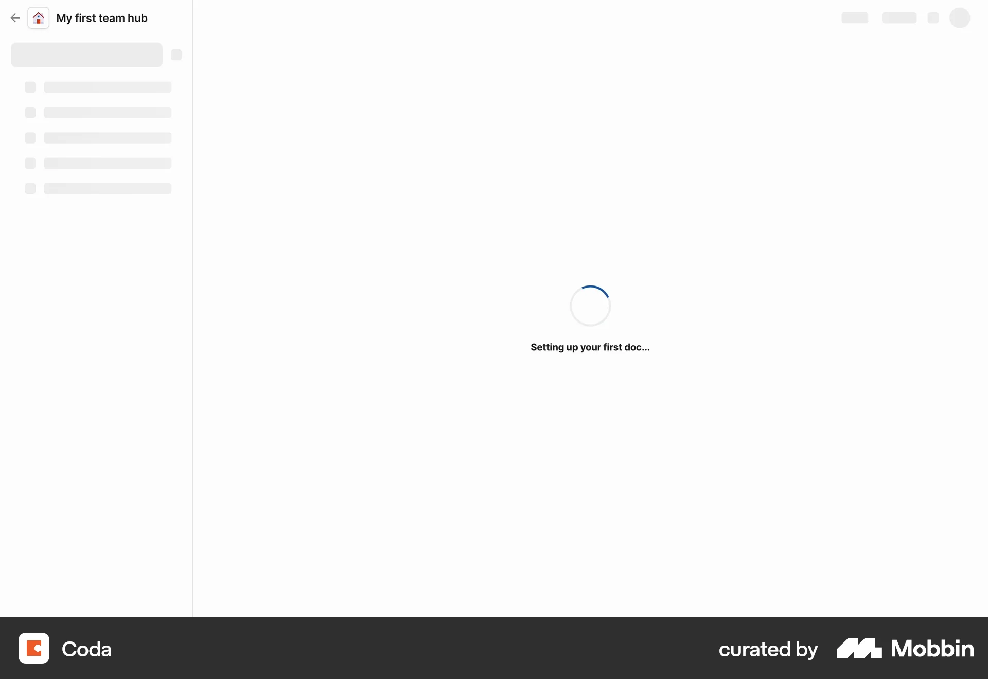 Coda Web screen containing Skeleton UI element