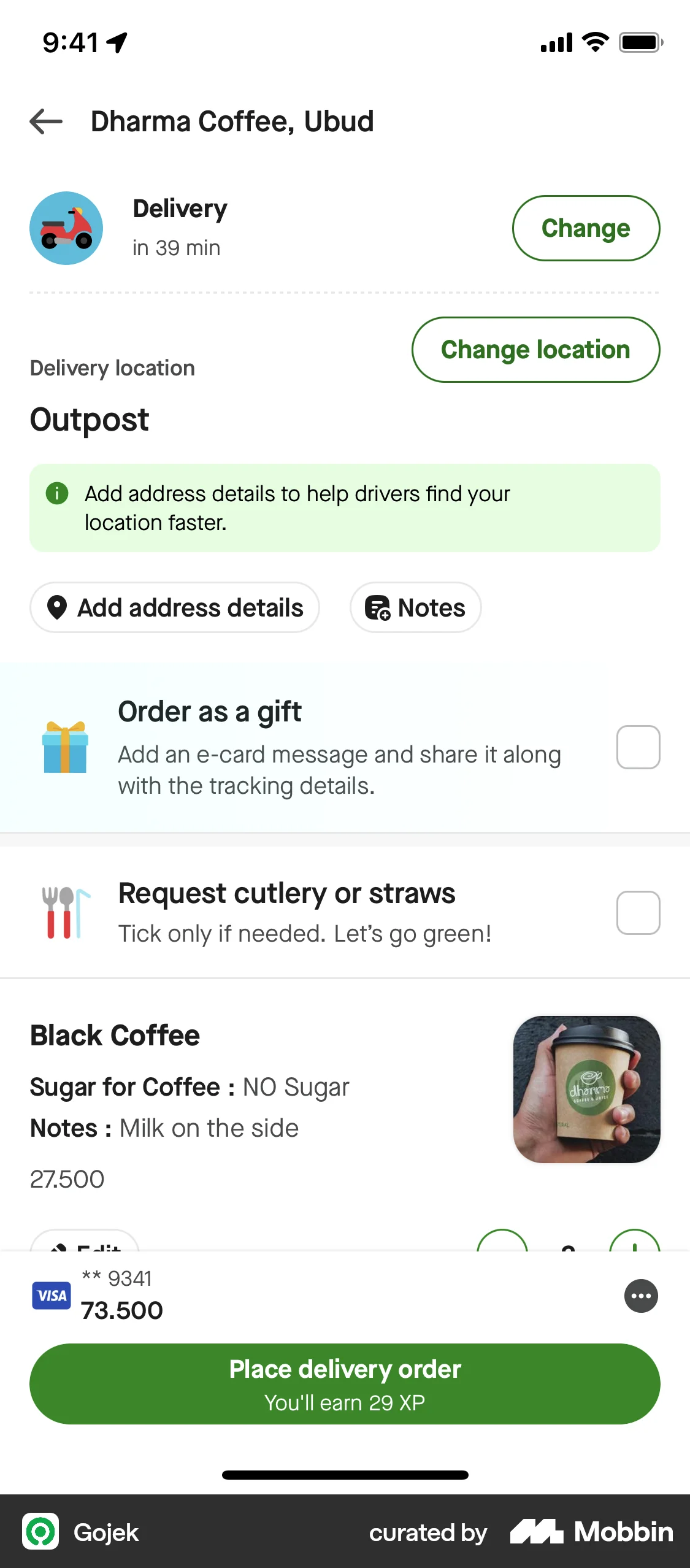 Gojek iOS Mobile Shopping Cart screen