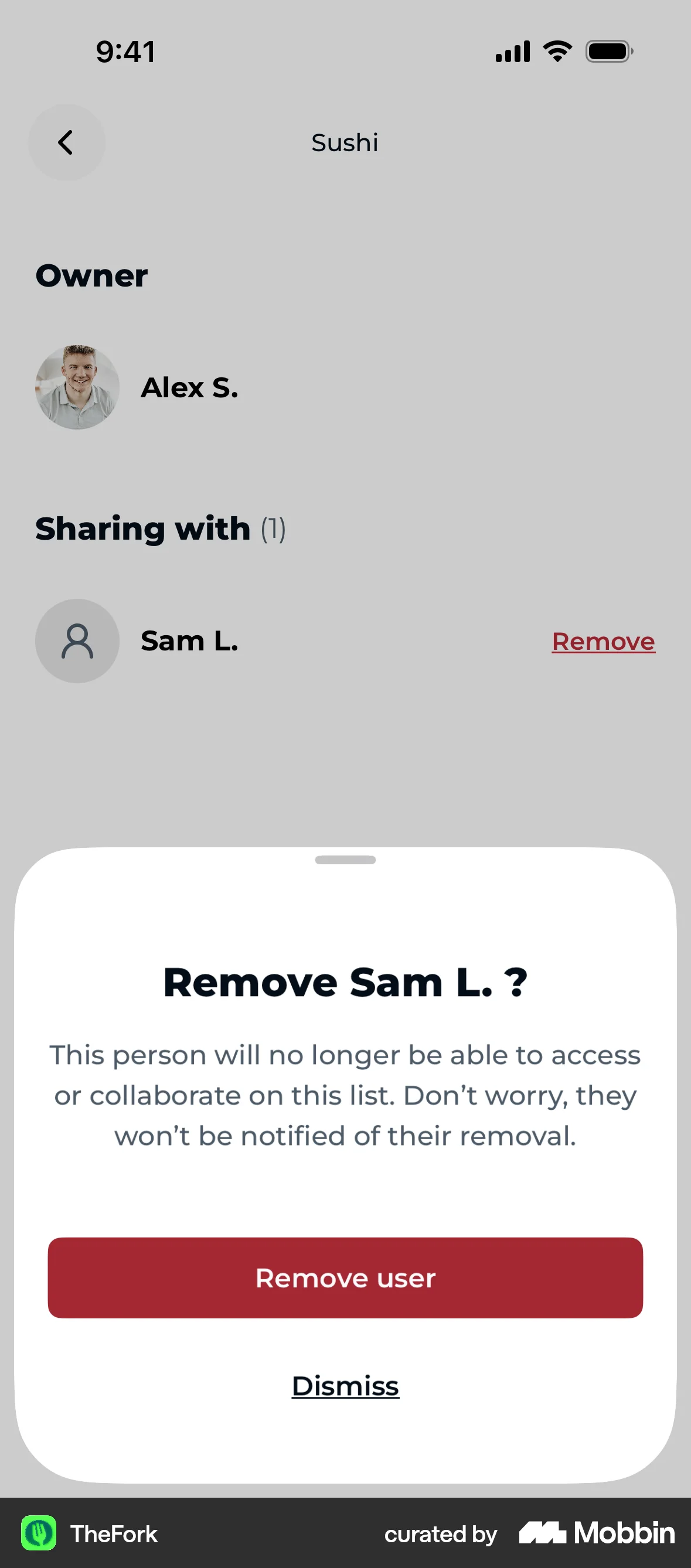 TheFork iOS Confirmation screen