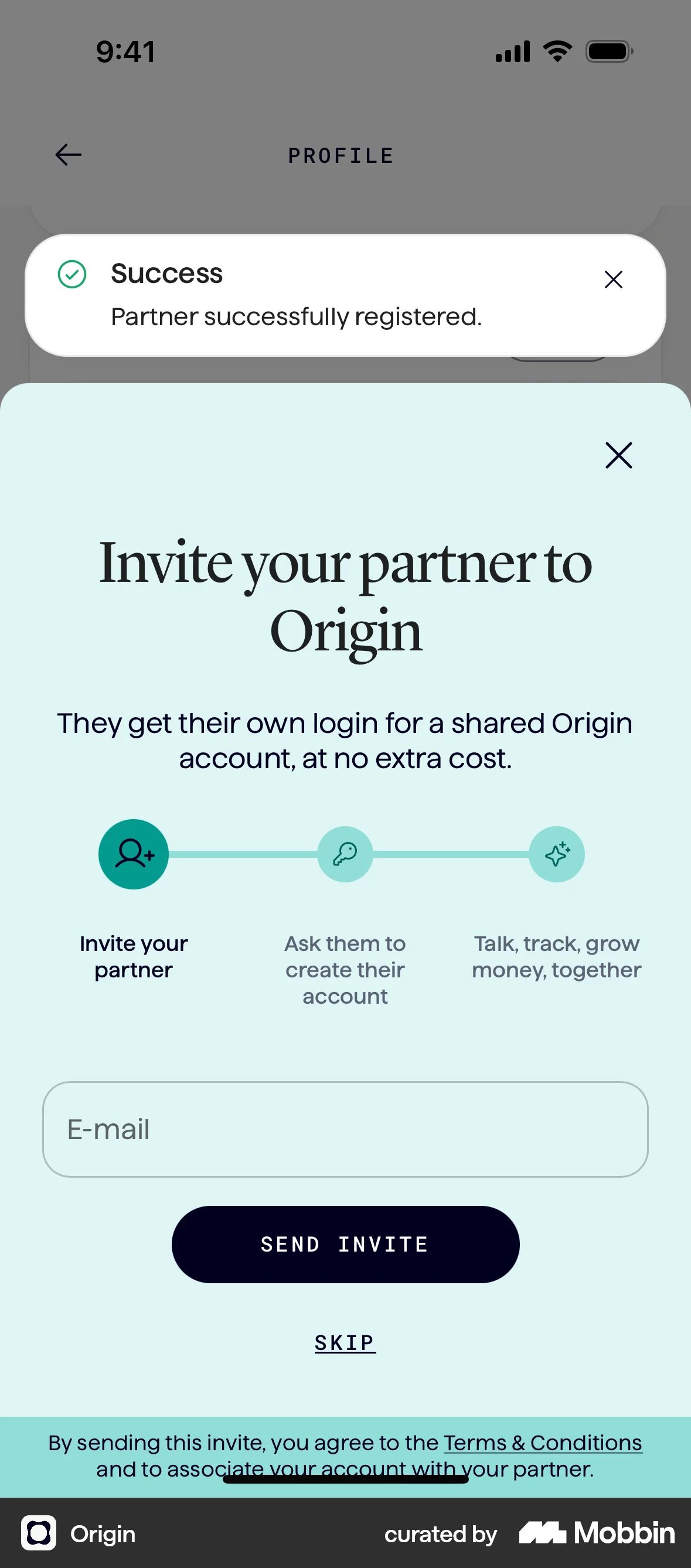 Origin iOS Invite Teammates screen