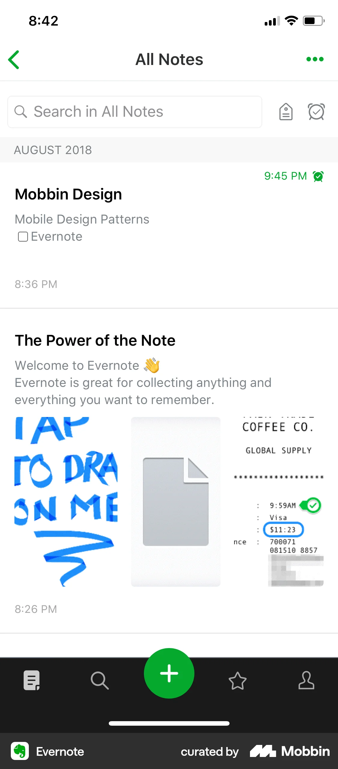 Evernote iOS Note Detail screen