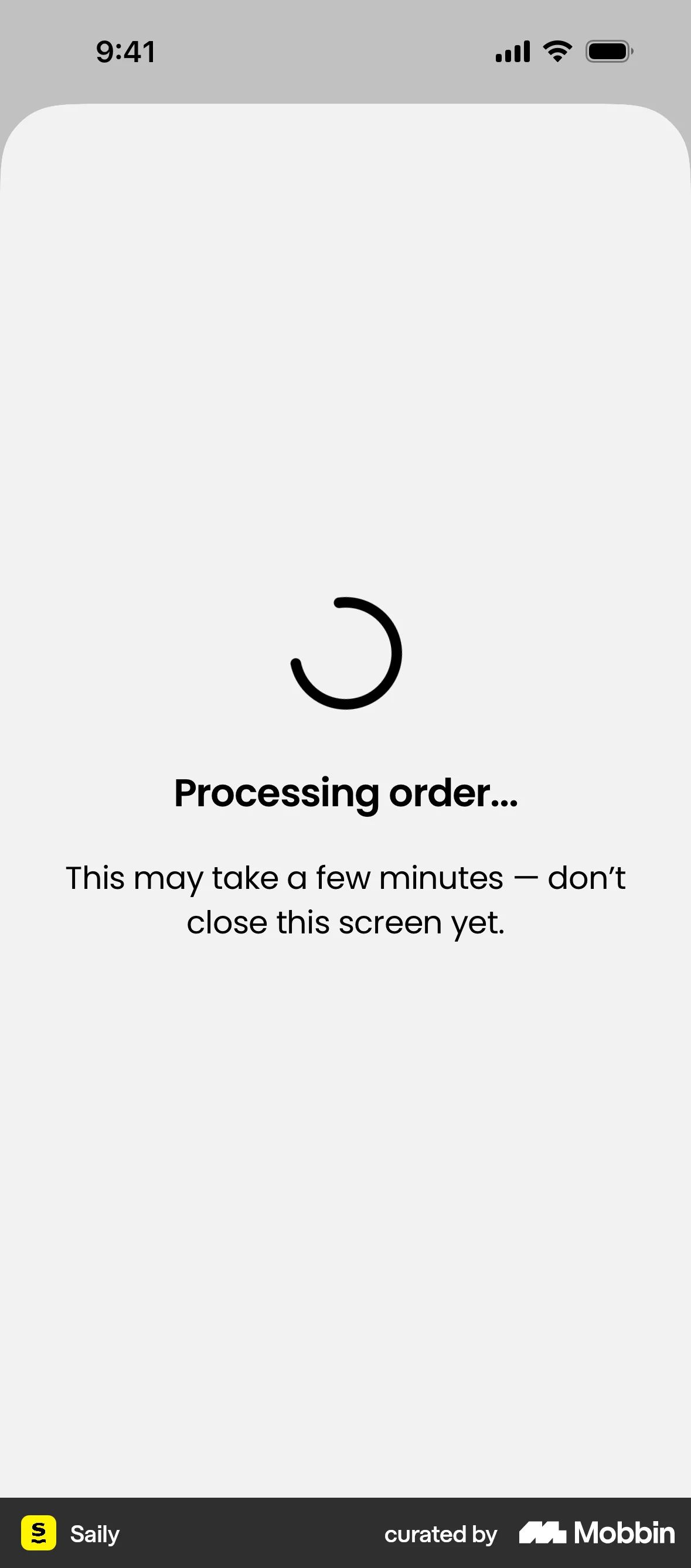 Saily iOS screen containing Spinner UI UI element