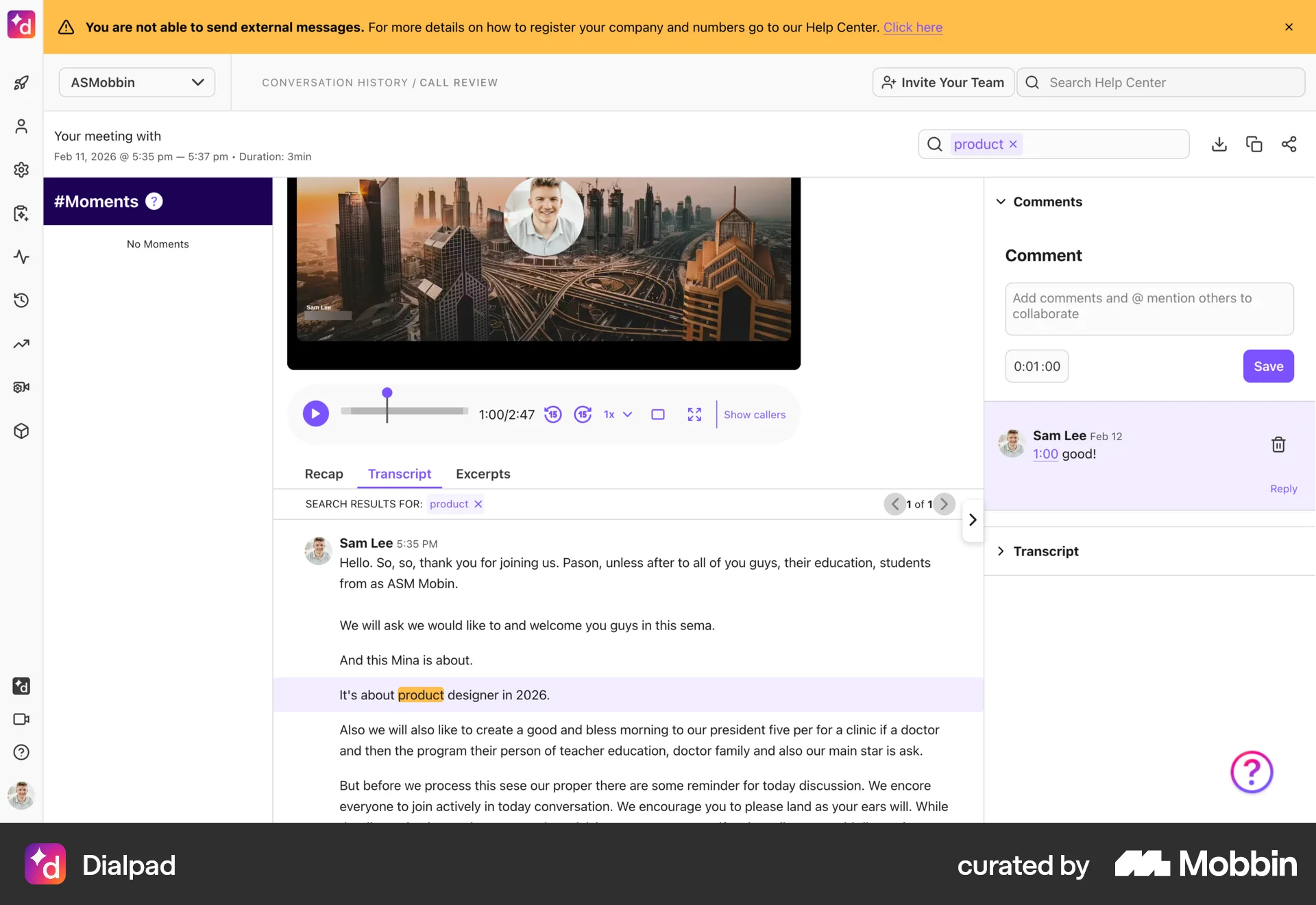 Dialpad Web screen containing Pagination UI element