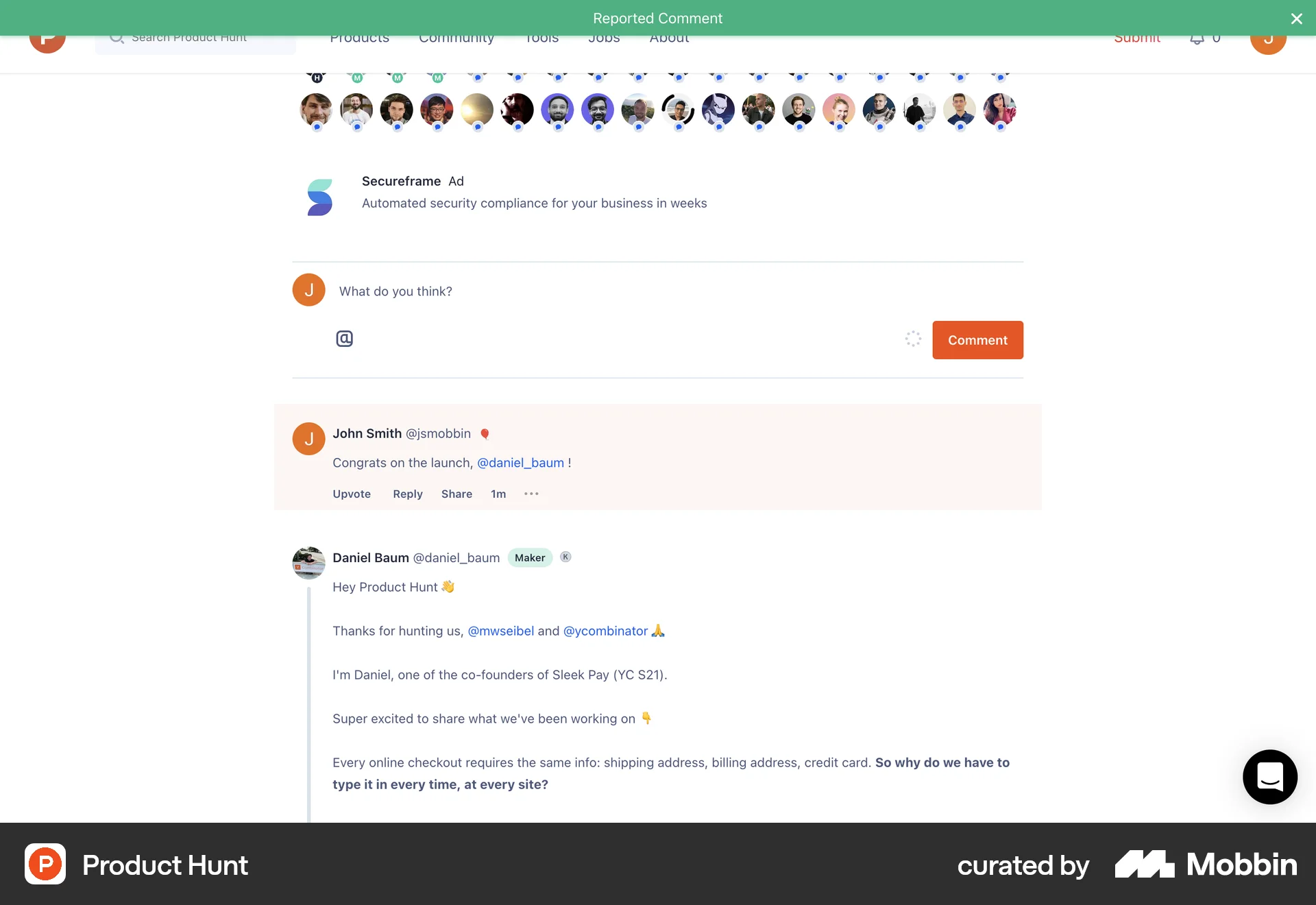 Product Hunt screen