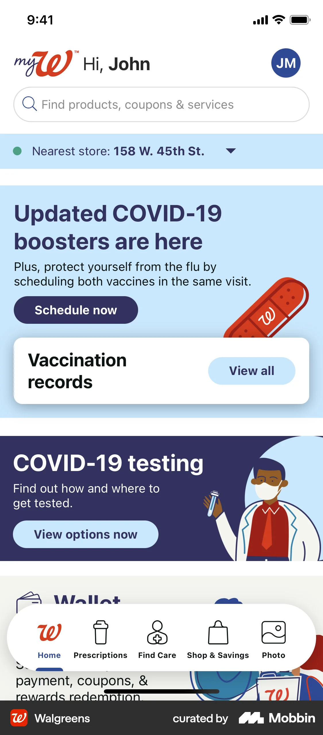Walgreens iOS screen containing Search Bar UI element