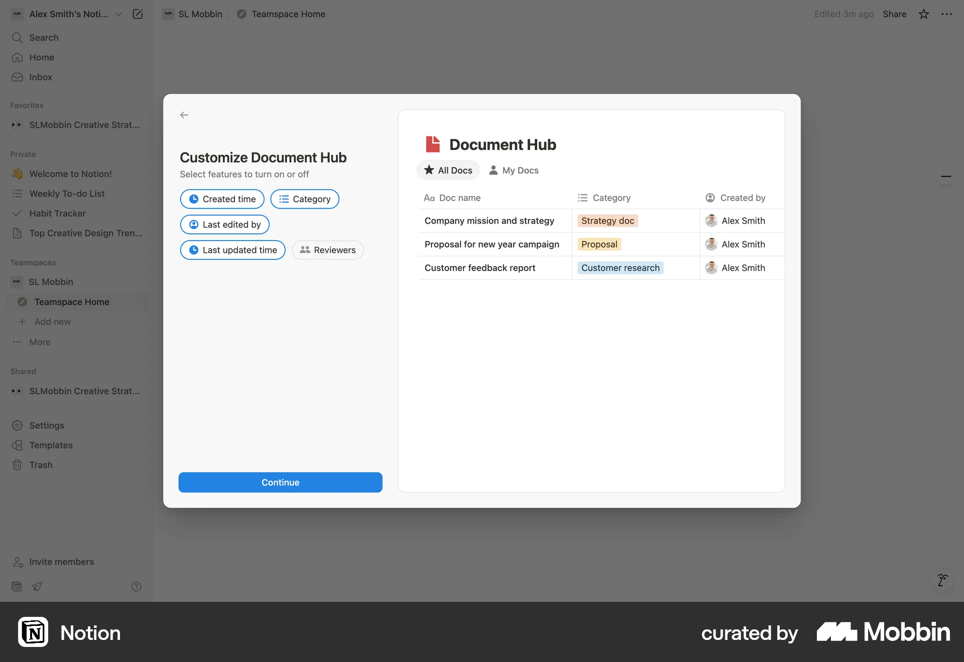 Notion Web Select screen