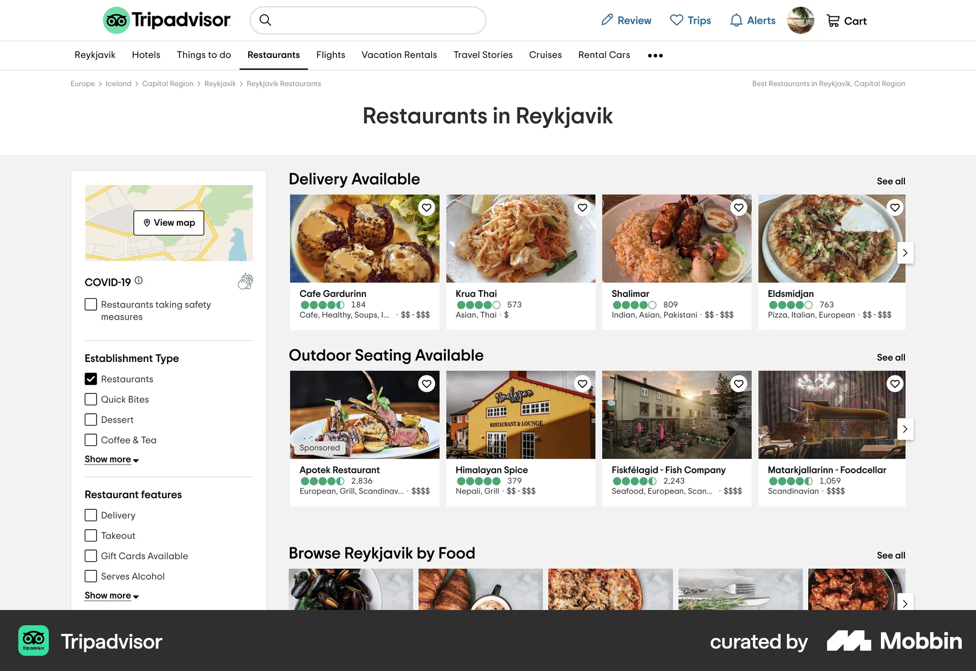 Tripadvisor Web Browse & Discover screen