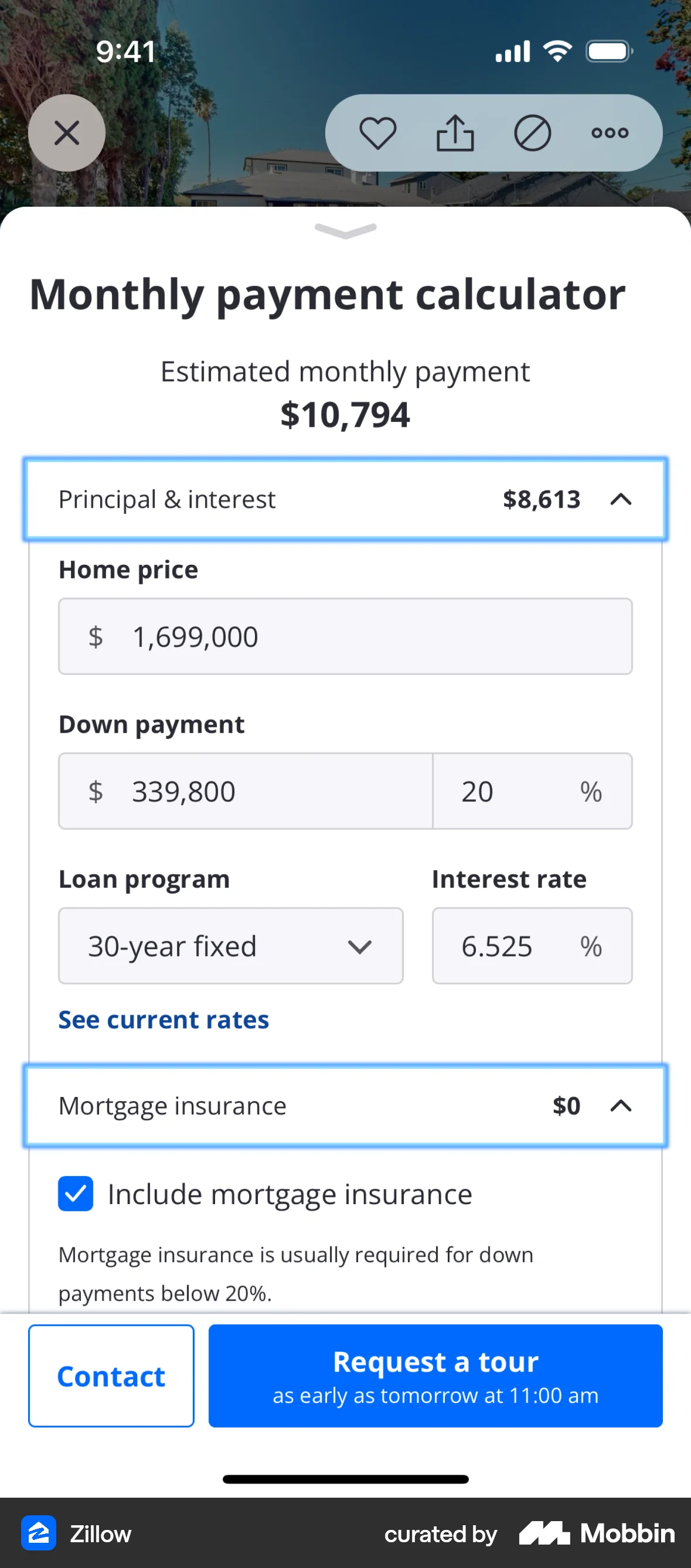 Zillow iOS screen containing Accordion UI element