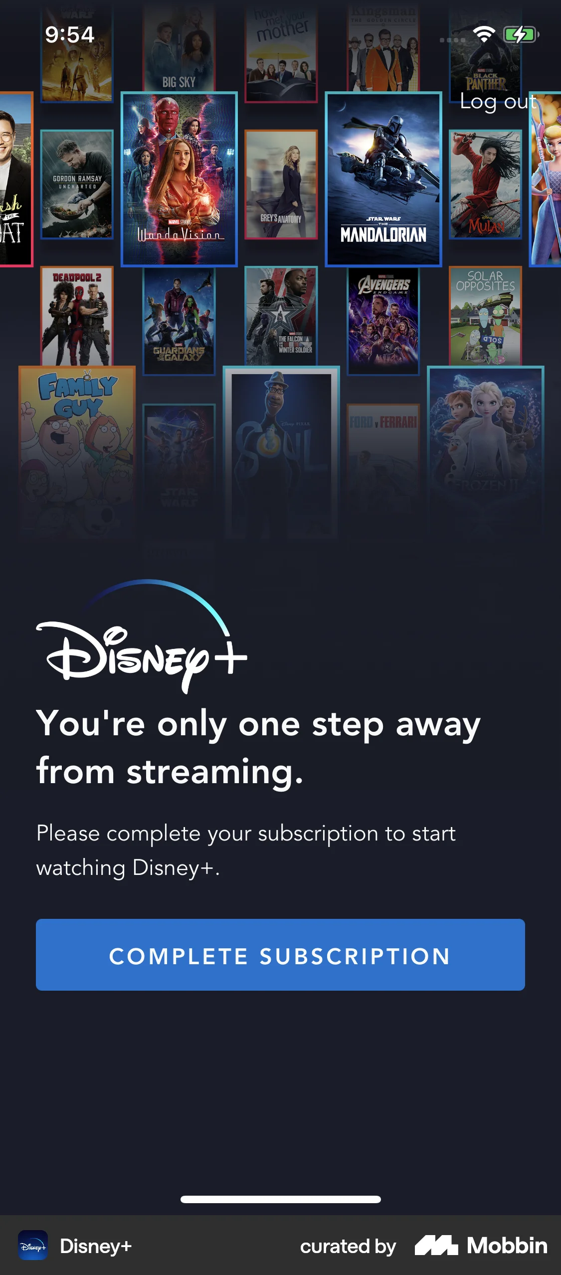 Disney+ iOS Confirmation screen | Mobbin
