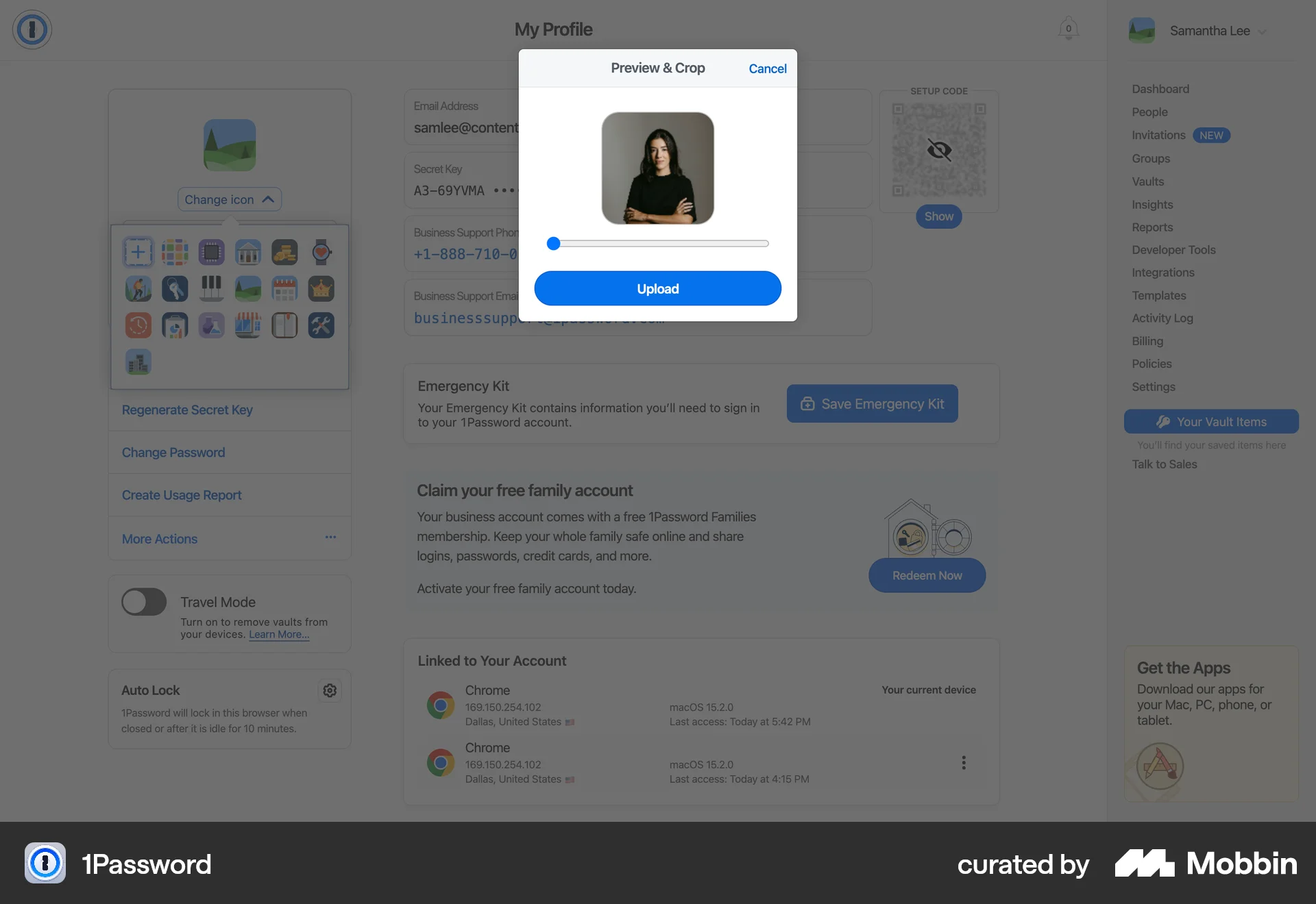 1Password Web Media Editor screen