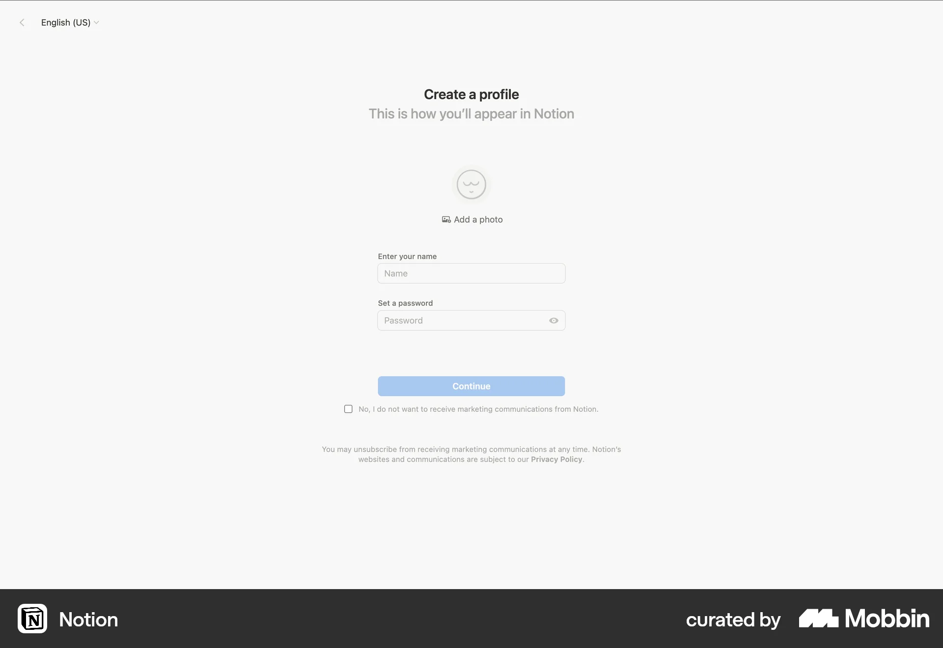 Notion Web Upload & Download screen