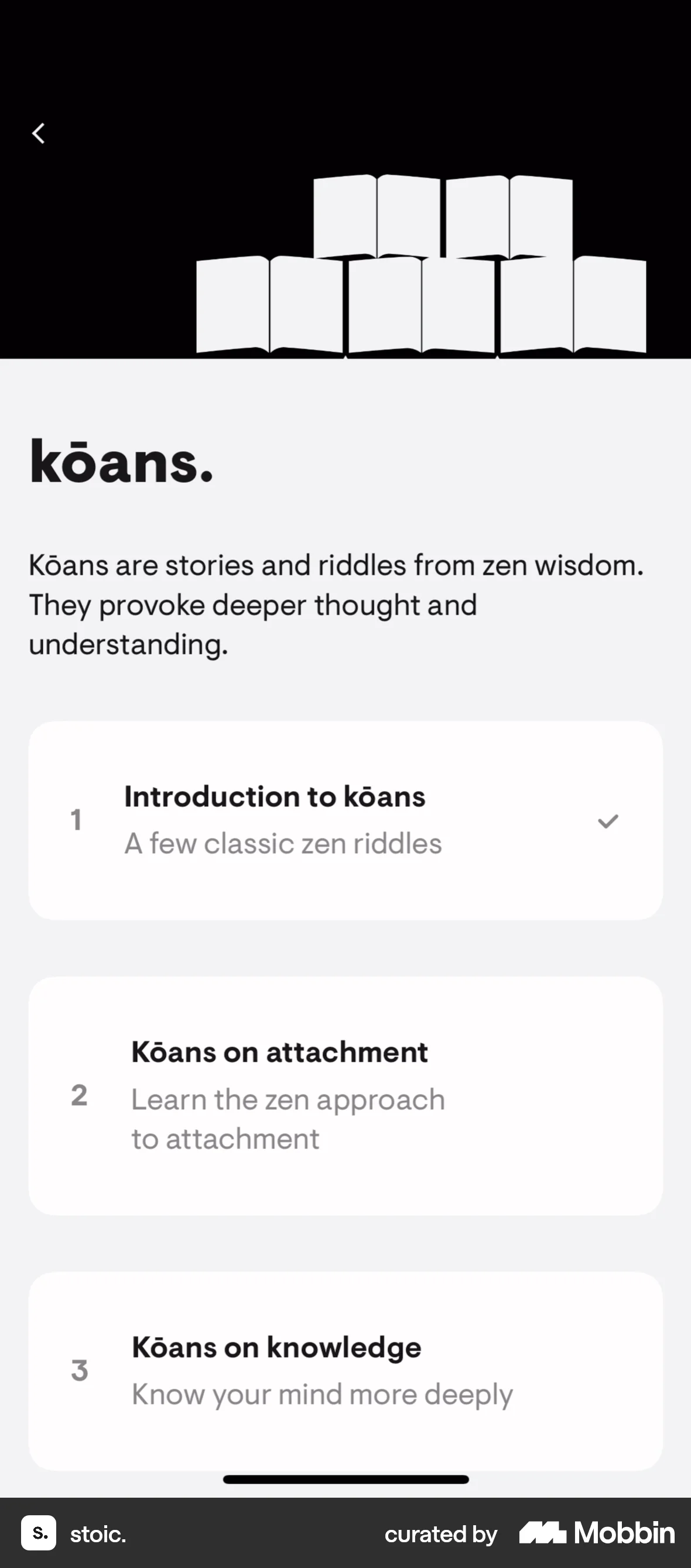stoic. iOS Class & Lesson Detail screen