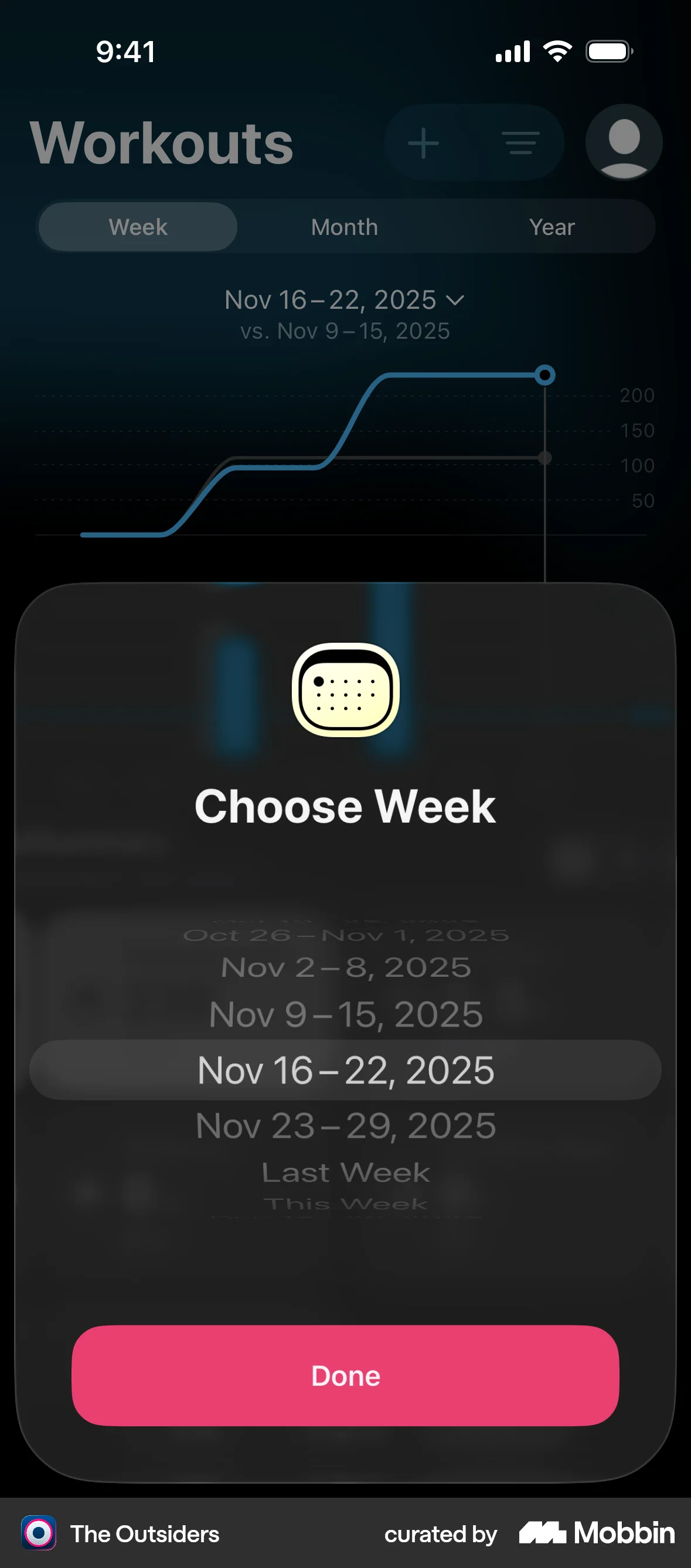 The Outsiders iOS Pie Chart UI screen