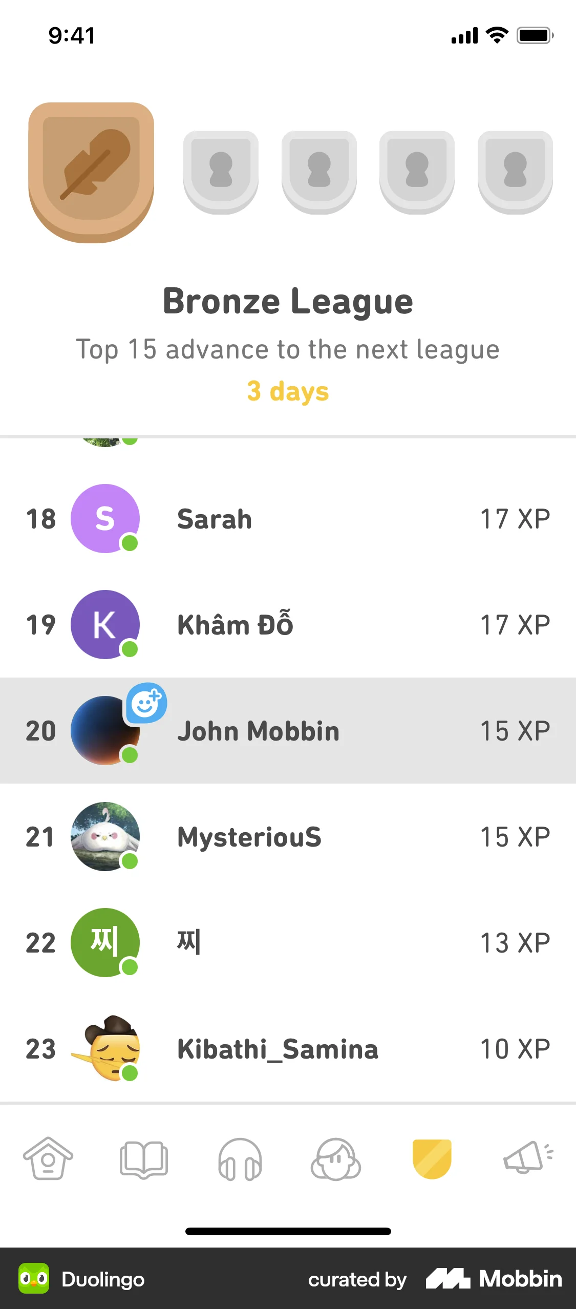 Duolingo iOS Leaderboard screen