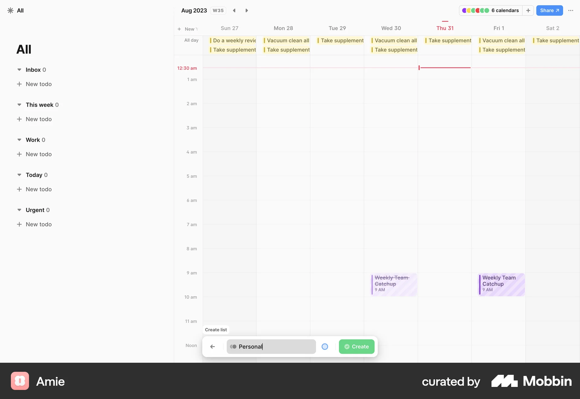 Amie Web screen containing Editable Text UI element