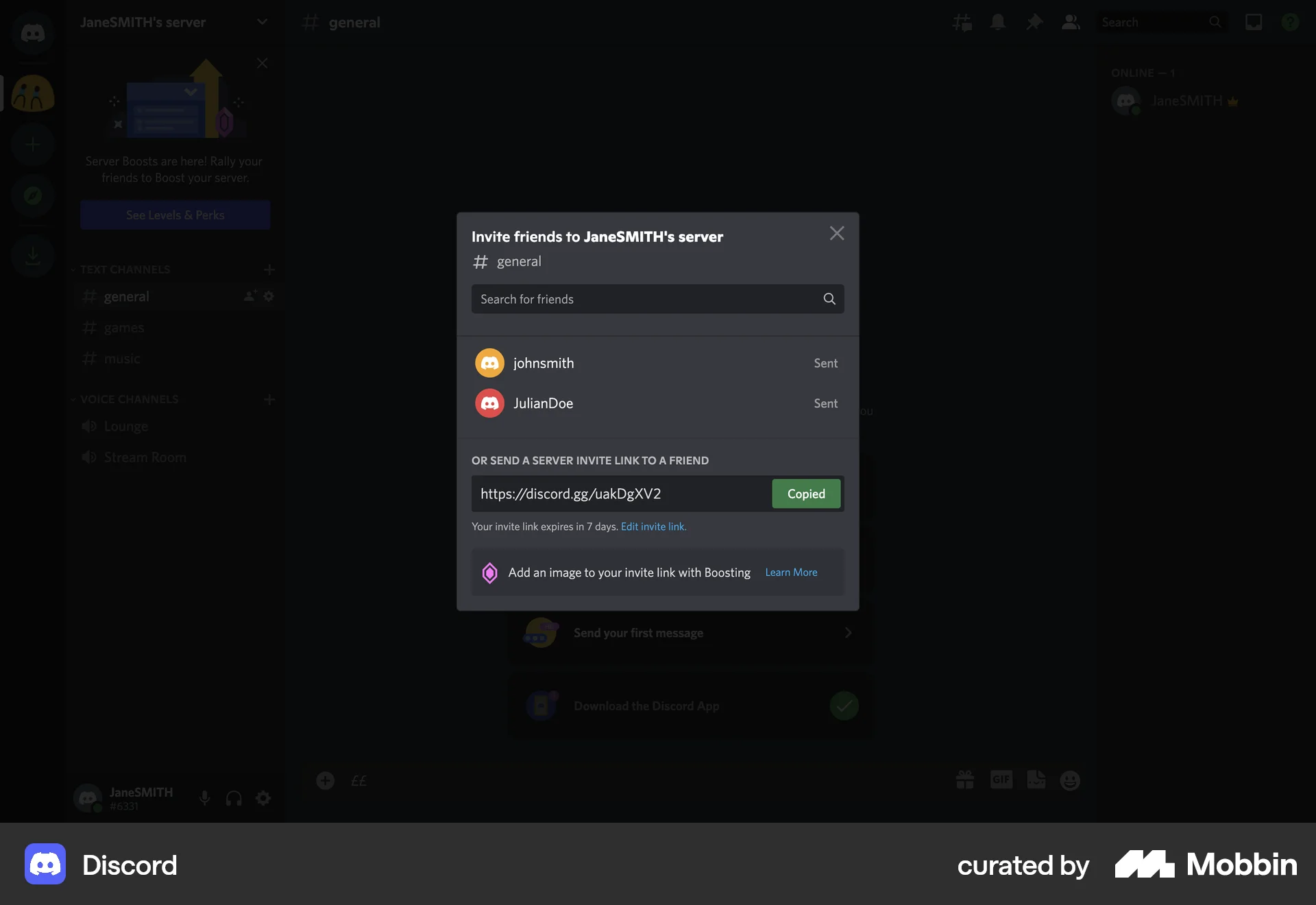 Discord Web Invite & Refer Friends screen