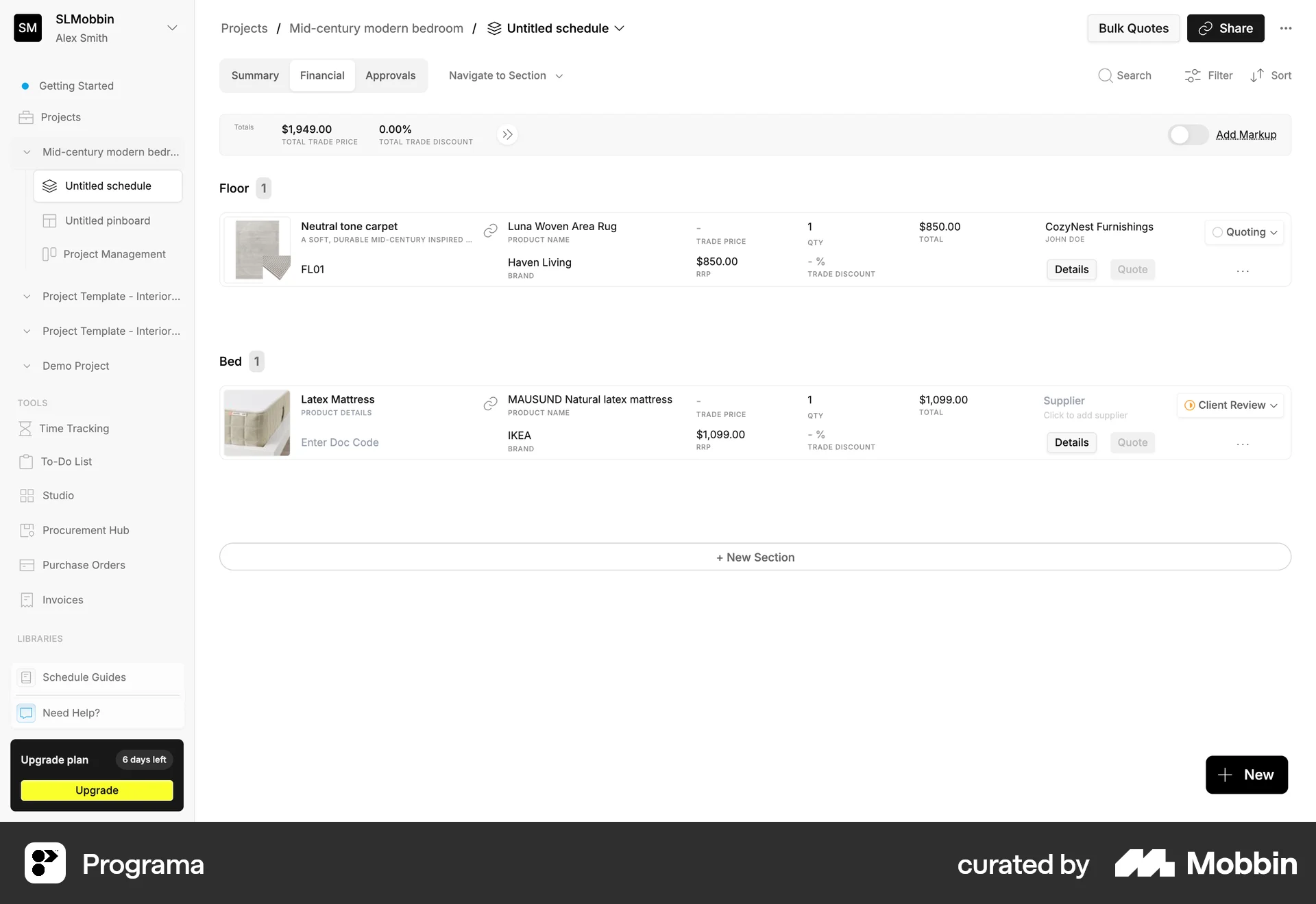 Programa Web screen containing Breadcrumbs UI element