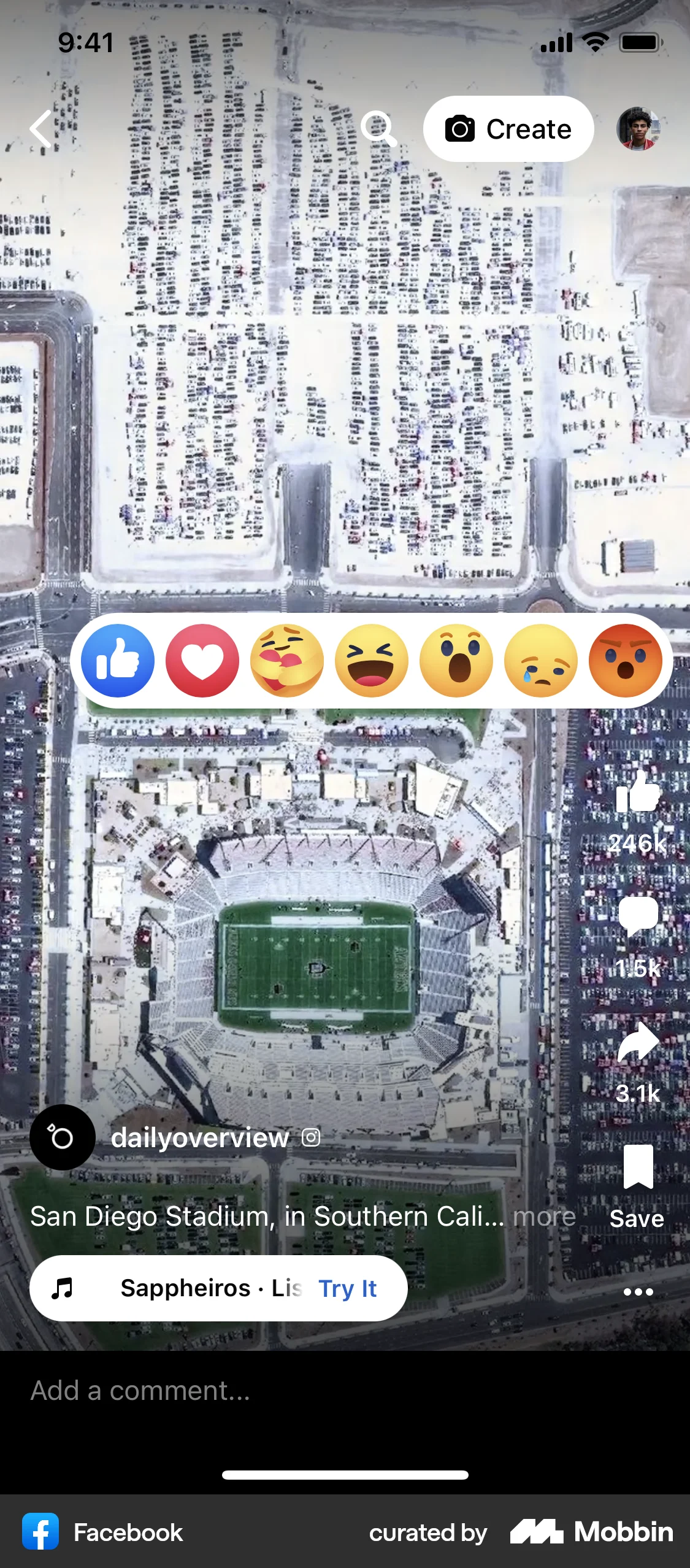 Facebook iOS Like & Upvote screen