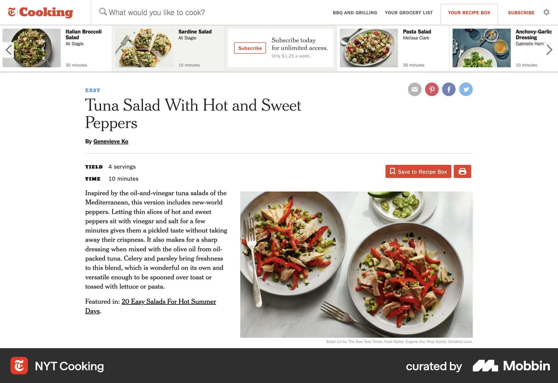 NYT Cooking Web Recipe Detail screen