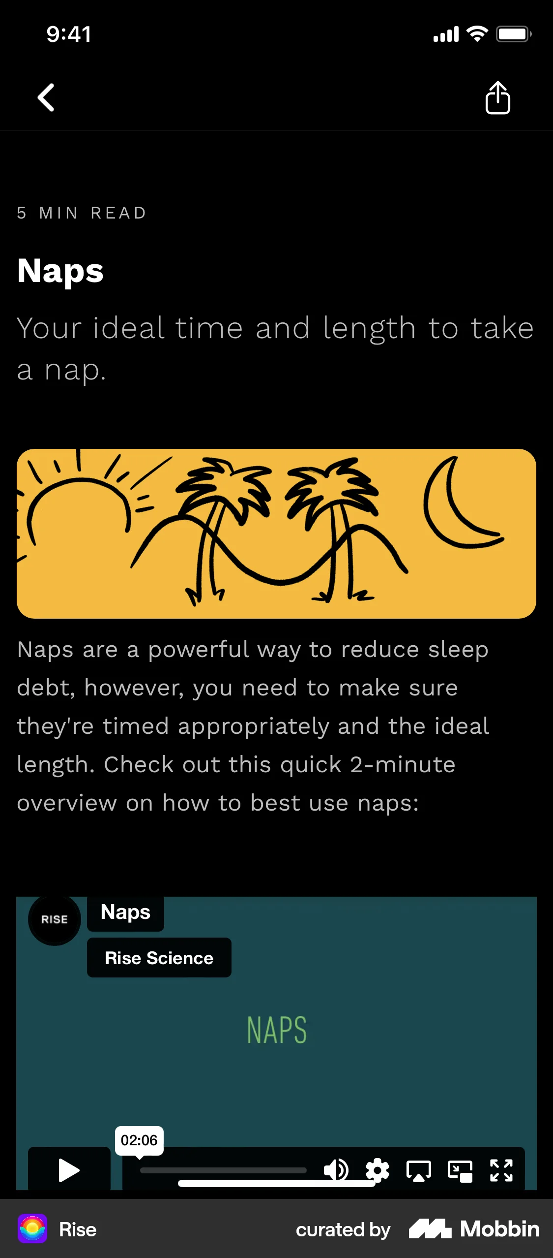 Rise iOS Article Detail screen