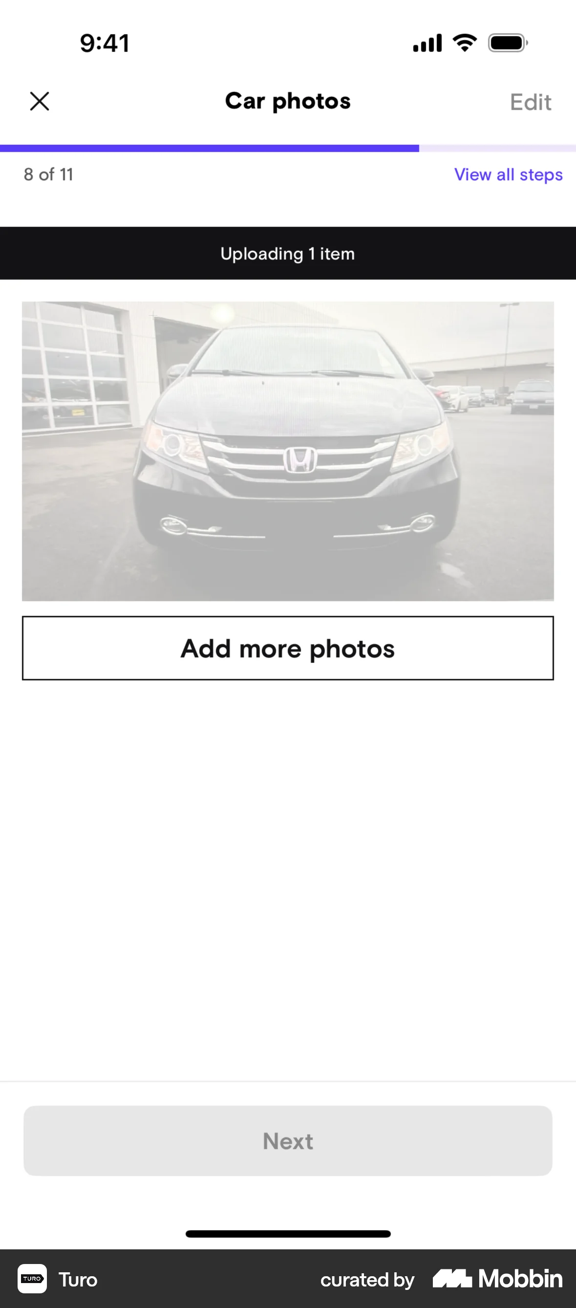 Turo iOS Upload & Download screen