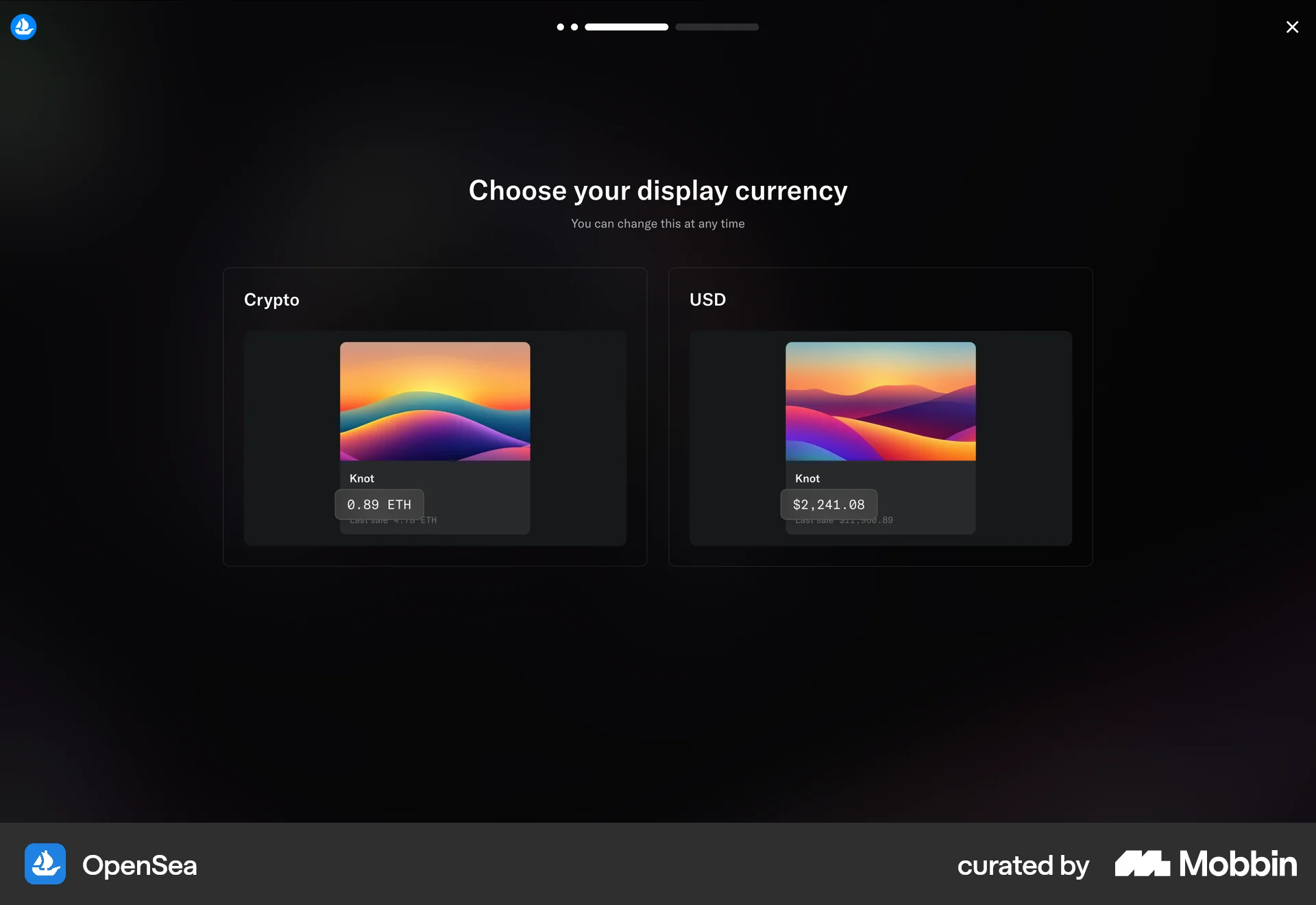 OpenSea Web Progress screen